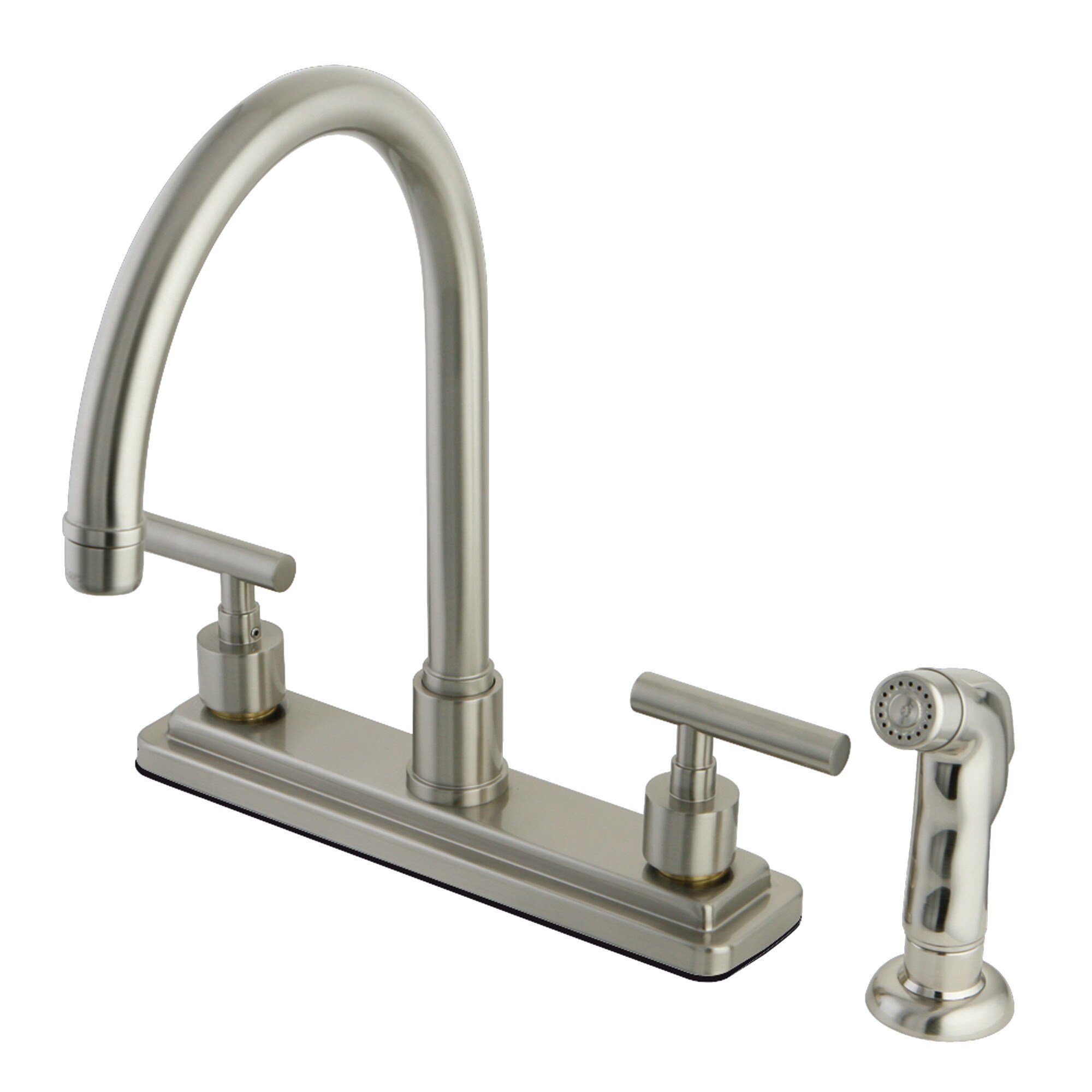 Elements of Design ES8798CML Manhattan Satin nickel Double Handle Deck-mount Kitchen Faucet ( Deck Plate Included ) ( Side Sprayer Included )