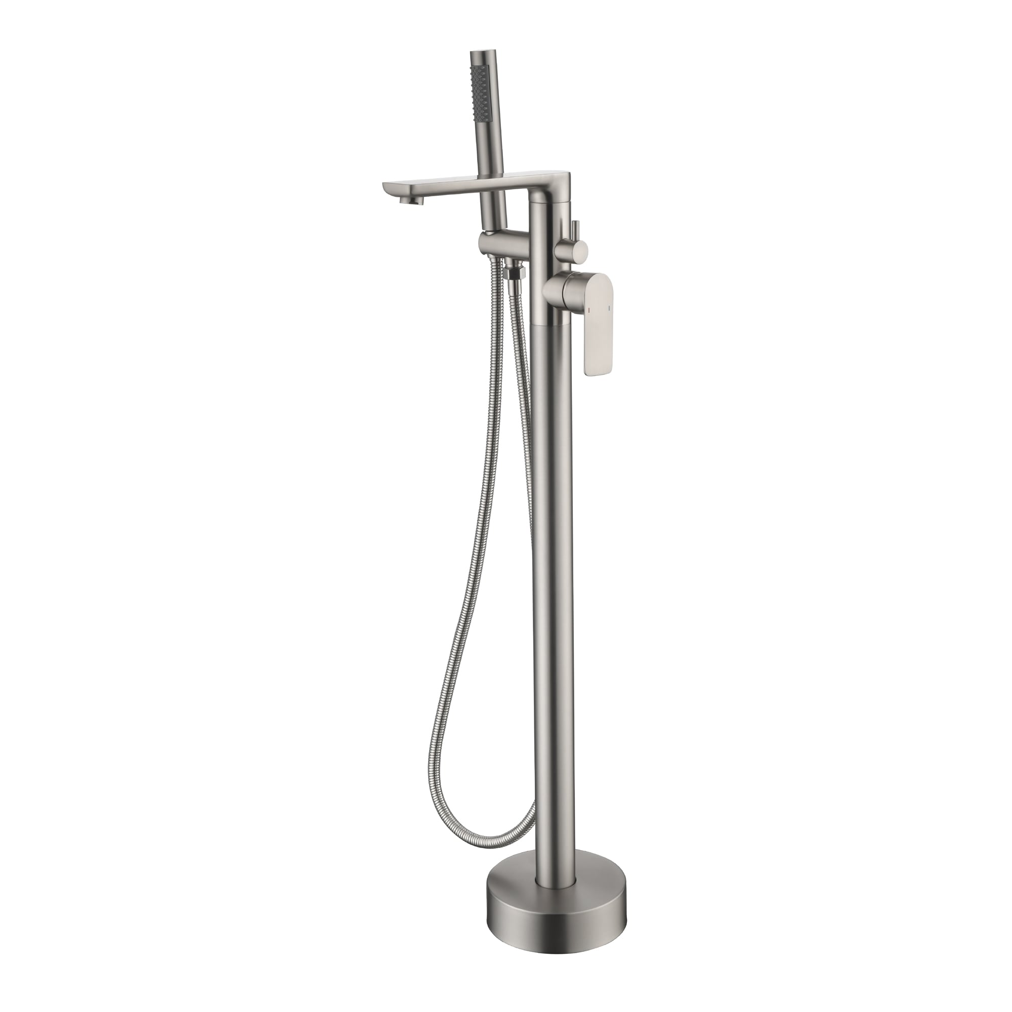 WELLFOR Brushed Nickel 1-handle Freestanding Low-arc Bathtub Faucet with Hand Shower ( Valve Included )