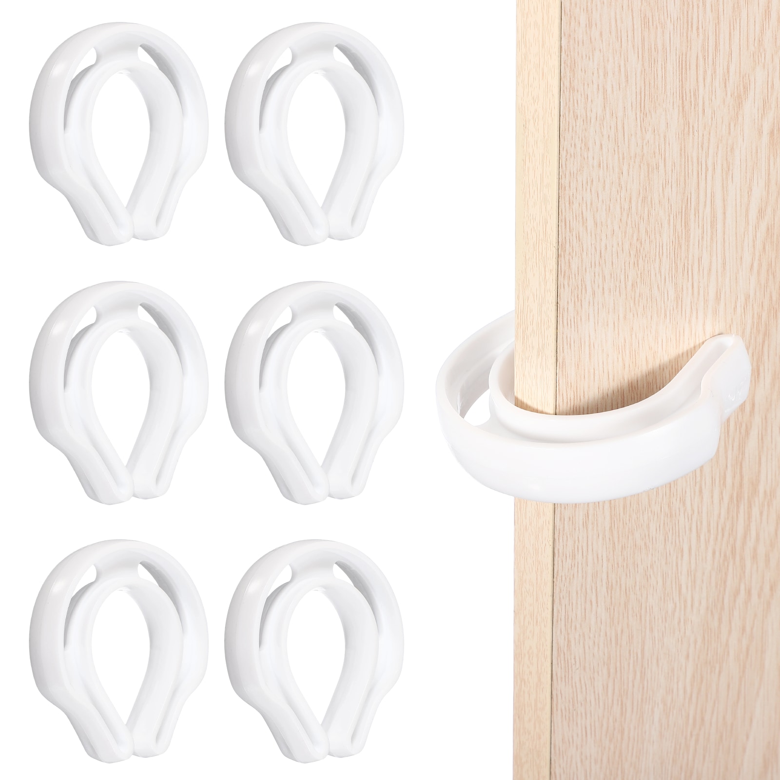 PATIKIL 6pcs Door Pinch Guard Door Slam Stopper Finger Pinch Guard Slam Preventer Durable First Responder Wedge C Shaped Plastic for Slamming Doors Pets Locked in Rooms White #S26050700UX8950