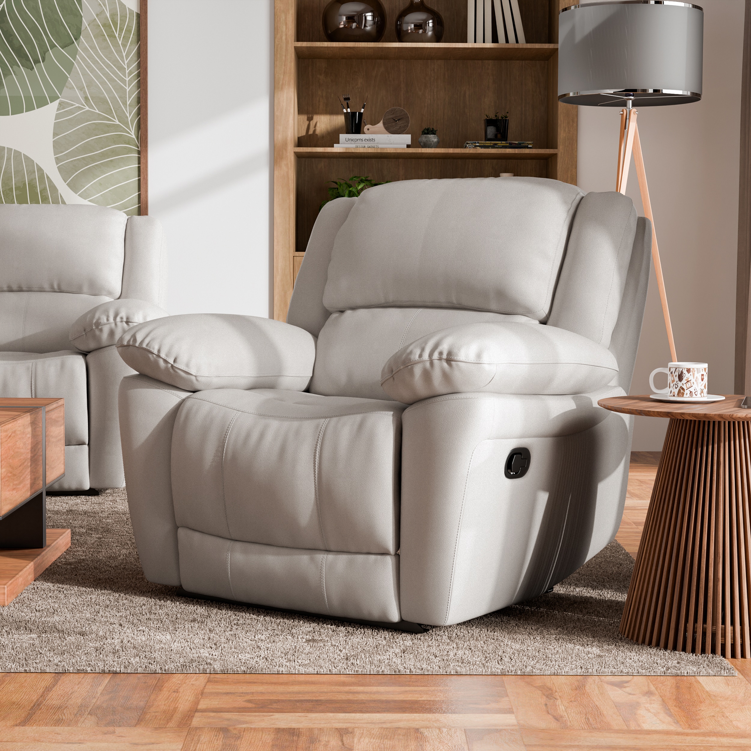 Furniture of America - Loure 38-in W Modern White Leather Accent Armchair