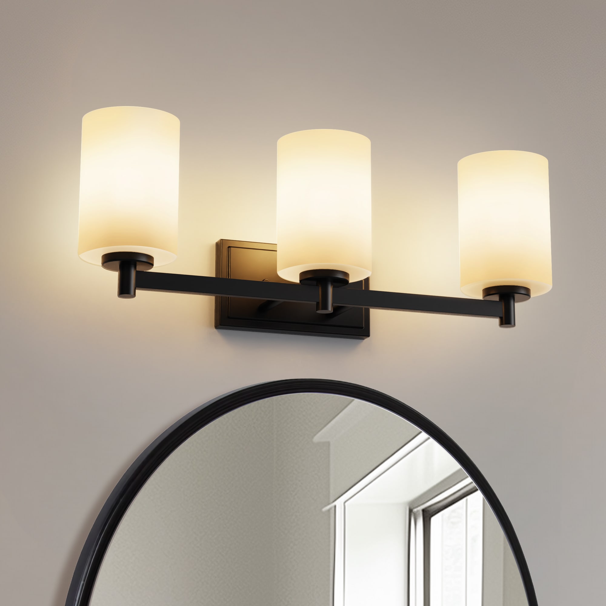 YANSUN LA-ZD-JQ25601CBL-11 23.6-in 3 -Light Matte Black Industrial Vanity light