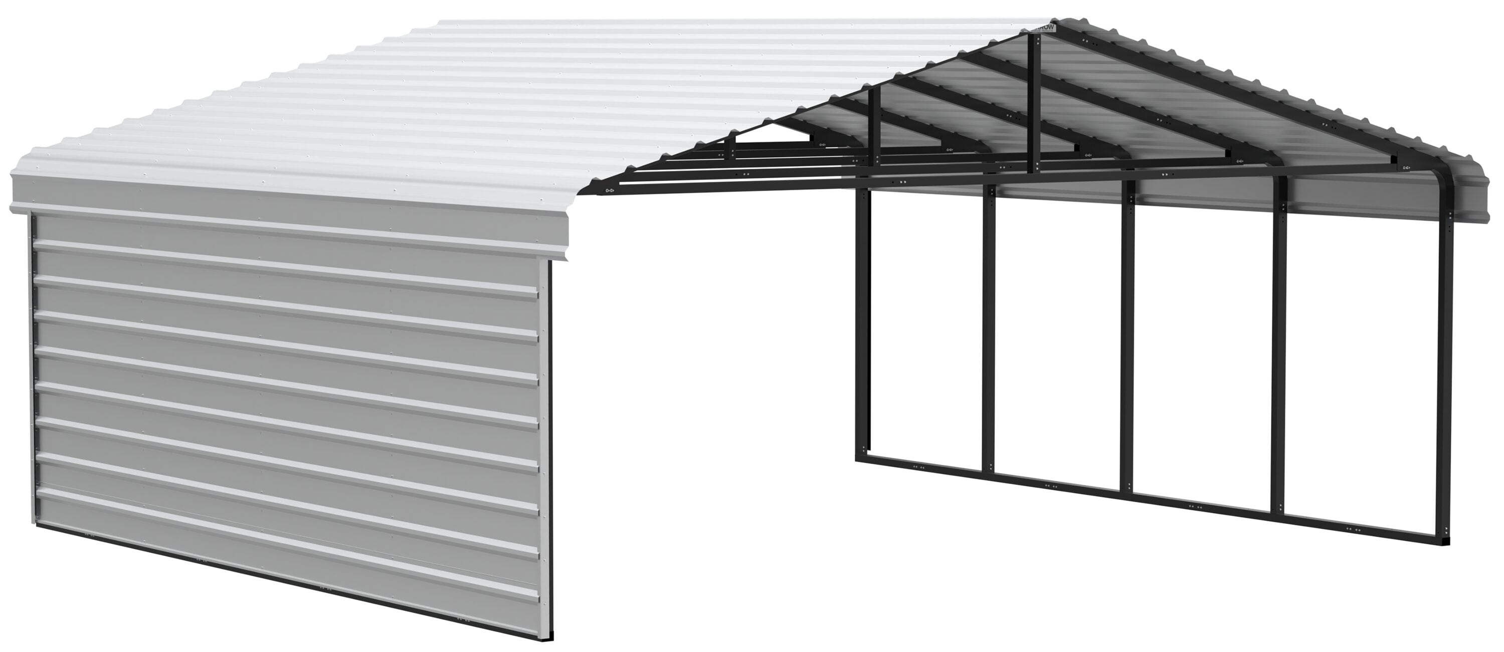 Eggshell 20' x 20' Steel Carport Kit with Enclosure