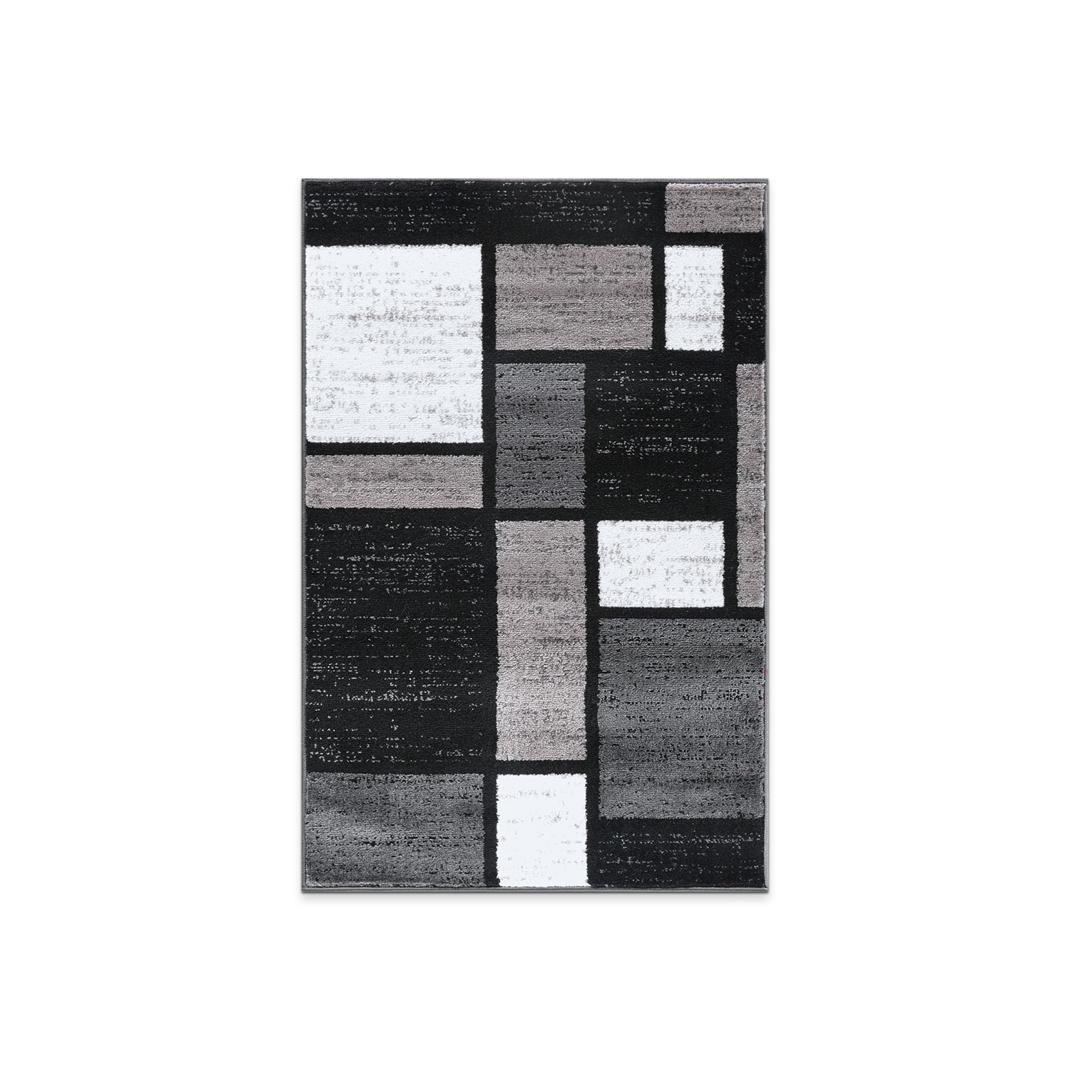 World Rug Gallery 106GRAY27X4 2 x 4 (ft) Loomed Polypropylene Gray Rectangular Indoor Geometric Global Area rug