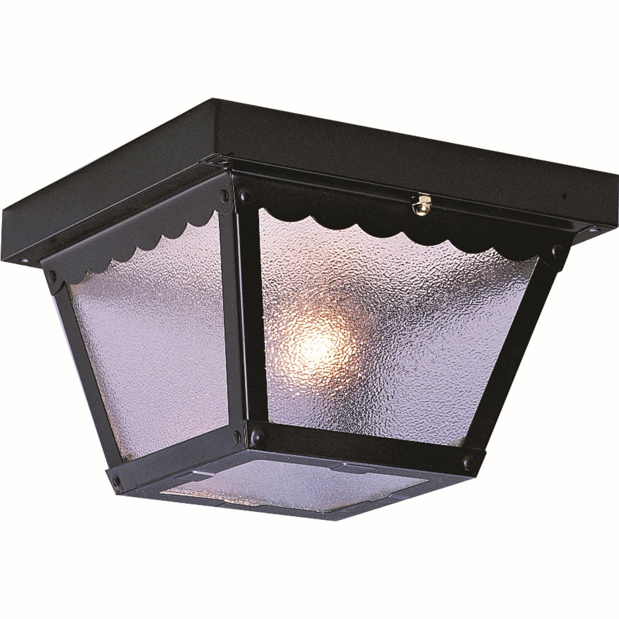 Black Glass 2-Light Outdoor Flush Mount Ceiling Fixture