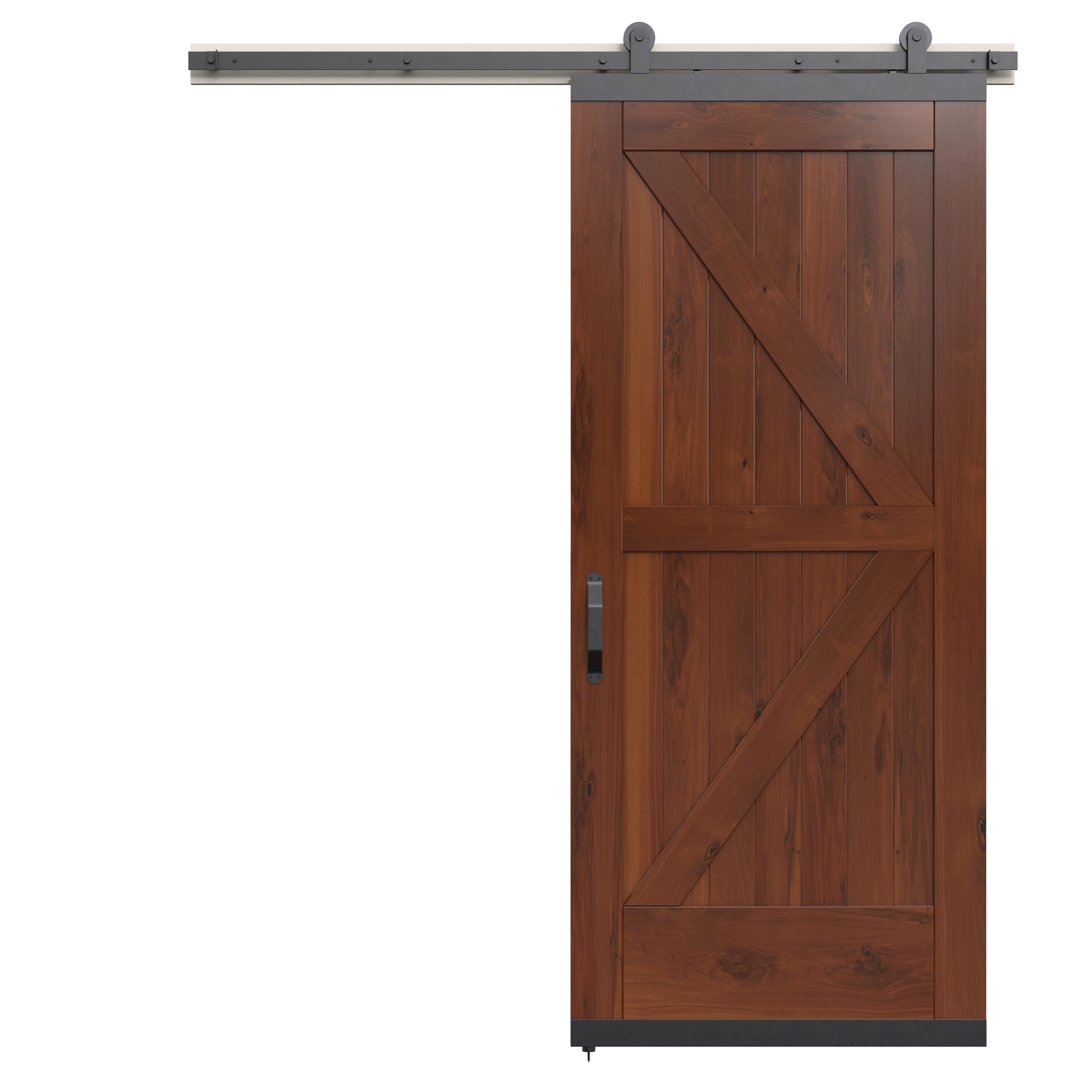 JELD-WEN LOWOLJW248700072 36-in x 80-in Chestnut K-frame Walnut Wood Solid core Single Barn Door (Hardware Included)