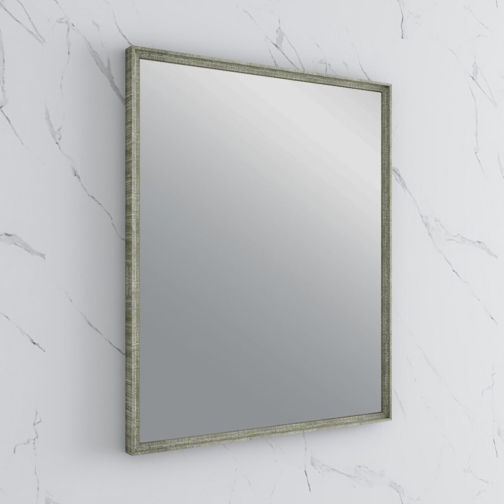 Formosa Ash Finish 32" x 26" Solid Acacia Wood Bathroom Vanity Mirror