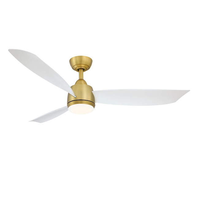 Fanimation Studio Collection Aireflex 52 In Brushed Satin Brass Led Indoor Outdoor Downrod Or Flush Mount Ceiling Fan With Light Remote 3 Blade The Fans Department At Com - Flush Mount Ceiling Fan Without Light White