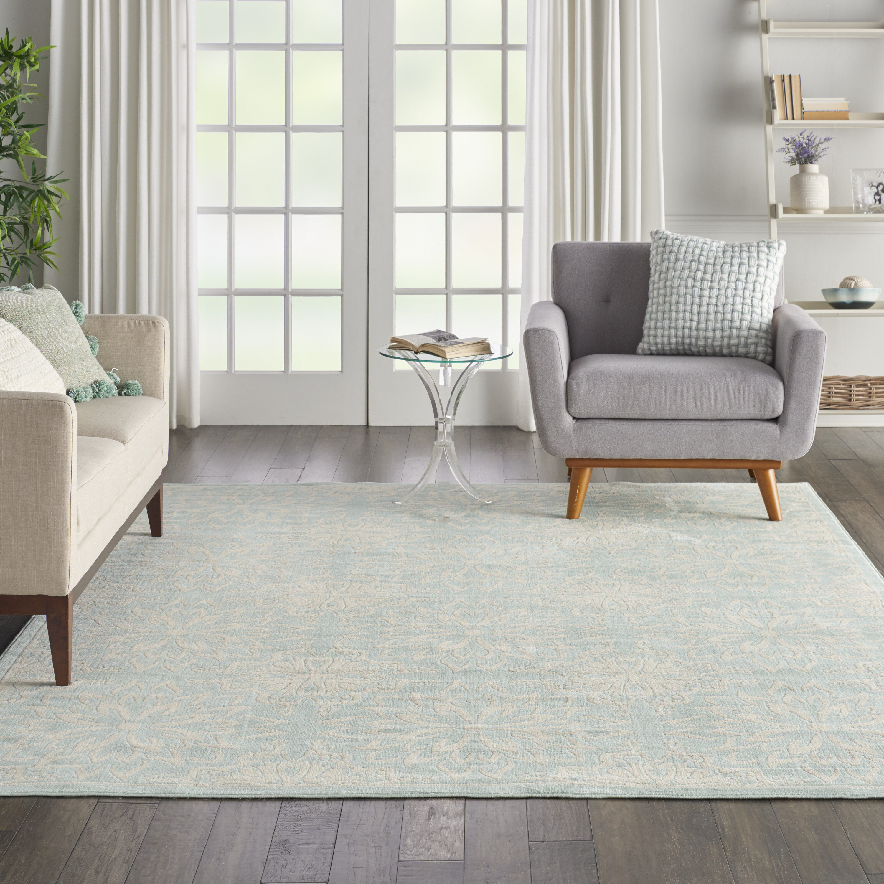 Nourison 99446478290 Jubilant 8 x 10 (ft) Loomed Polypropylene Ivory/green Rectangular Indoor Abstract Area rug