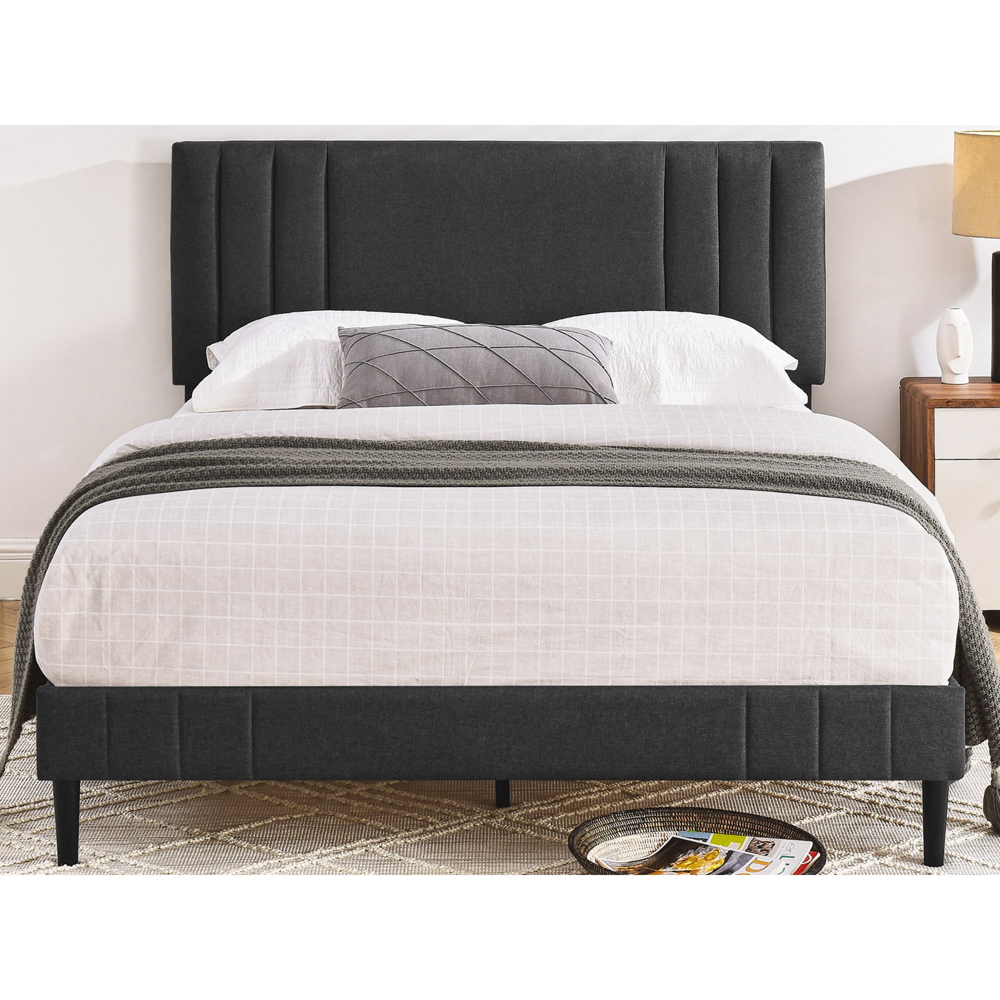 DeCoro 411257 Dark Grey King Upholstered Headboard
