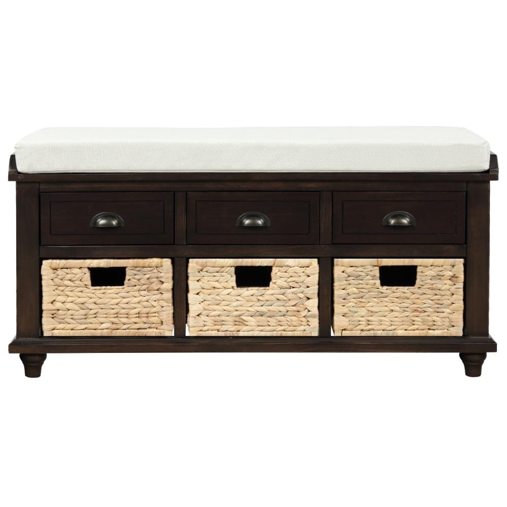 CASAINC TR-WF195161AAB Rustic Espresso Storage Bench 42.1-in x 15.4-in x 18.7-in