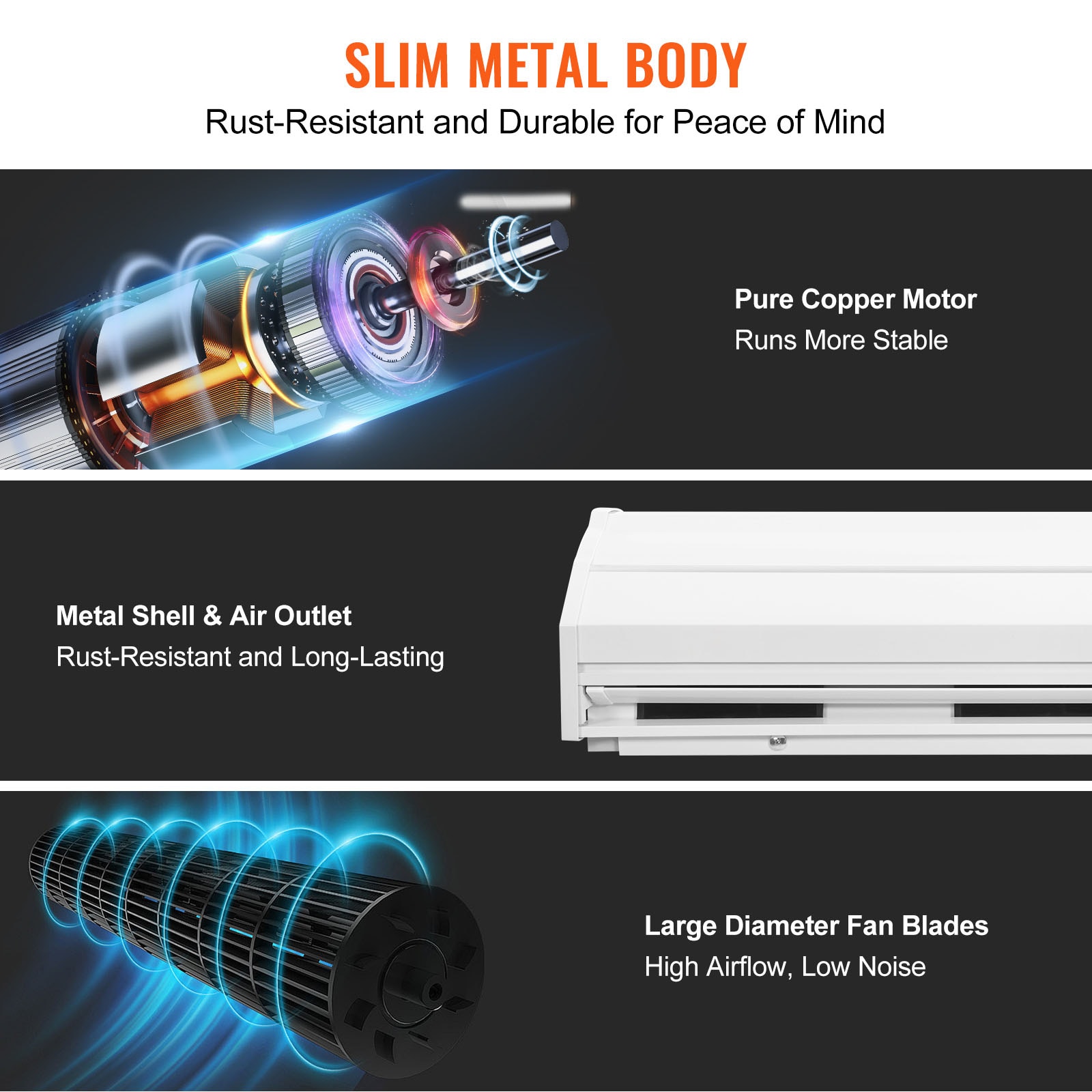 VEVOR 60-Inch Stainless Steel Air Curtain with Dual Speed