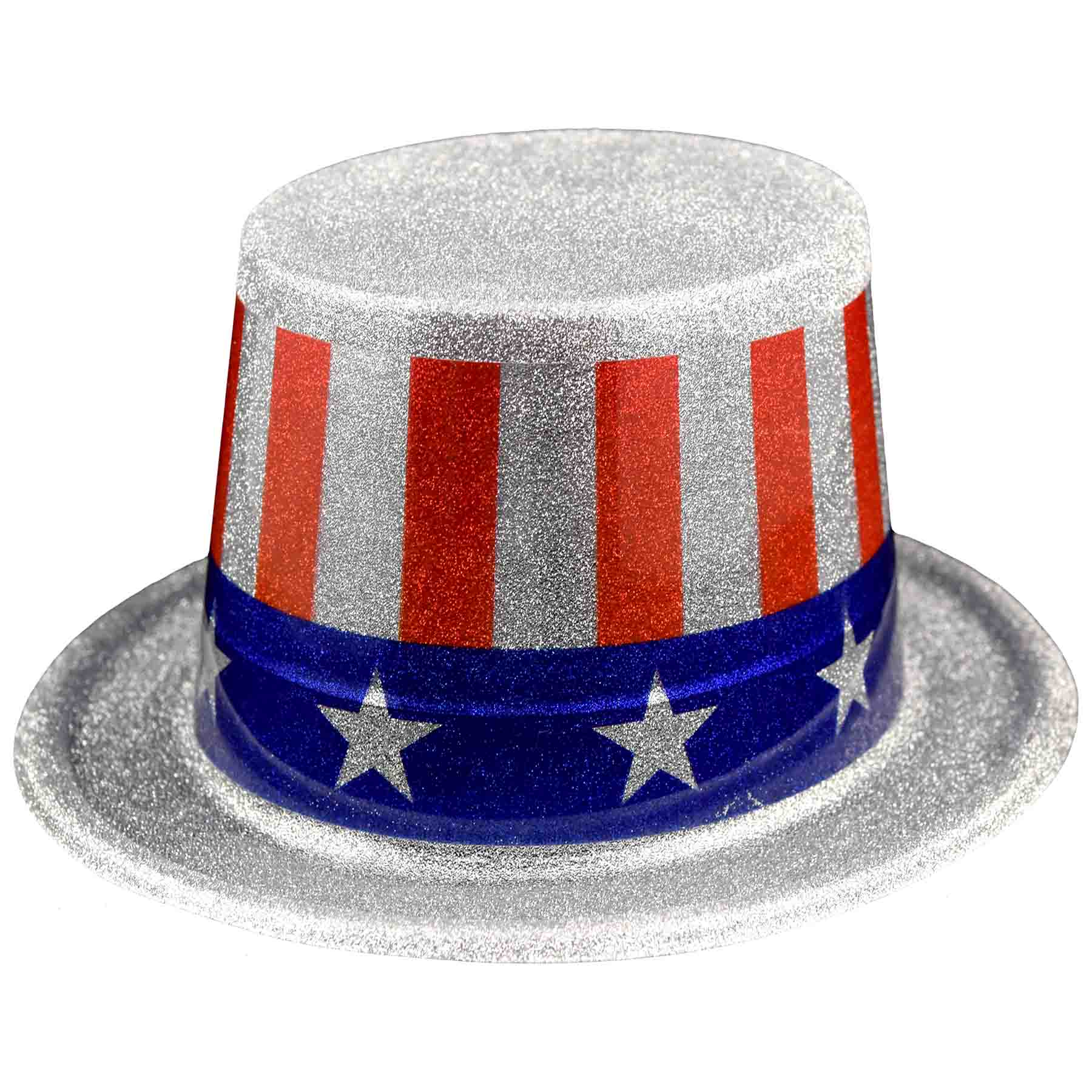 America Silver Glitter Patriotic Costume Hat