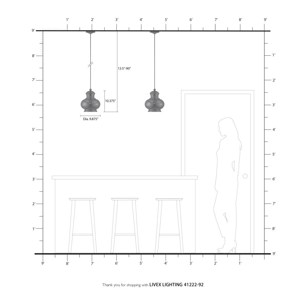 English Bronze & Champagne Glass 9" Mini Pendant Light