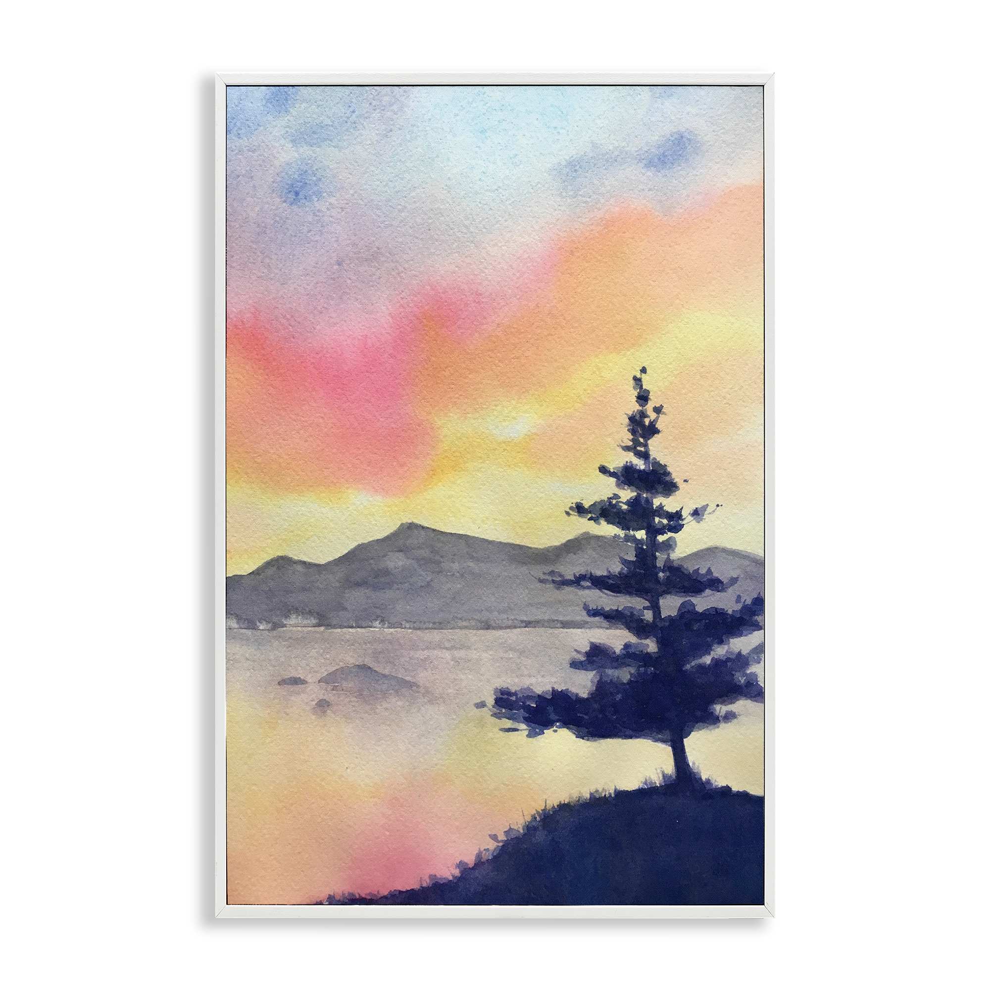 Stupell Industries BS-586-WFR-20X30 Radiant Sunset over Lake White Framed Giclee Art By Stephanie Fielden 20 x 30