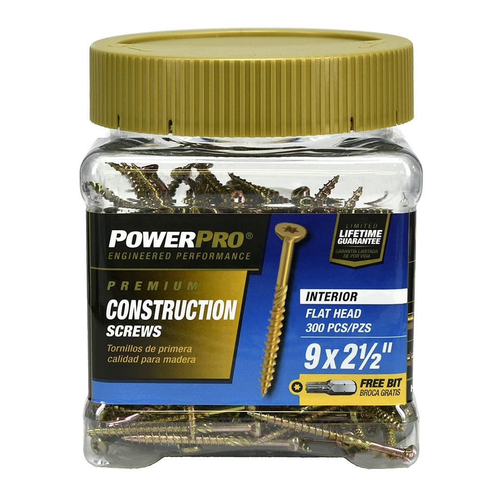 Power Pro 48877 #9 x 2-1/2-in Yellow zinc Interior Wood screws ( 300 -Per Box )