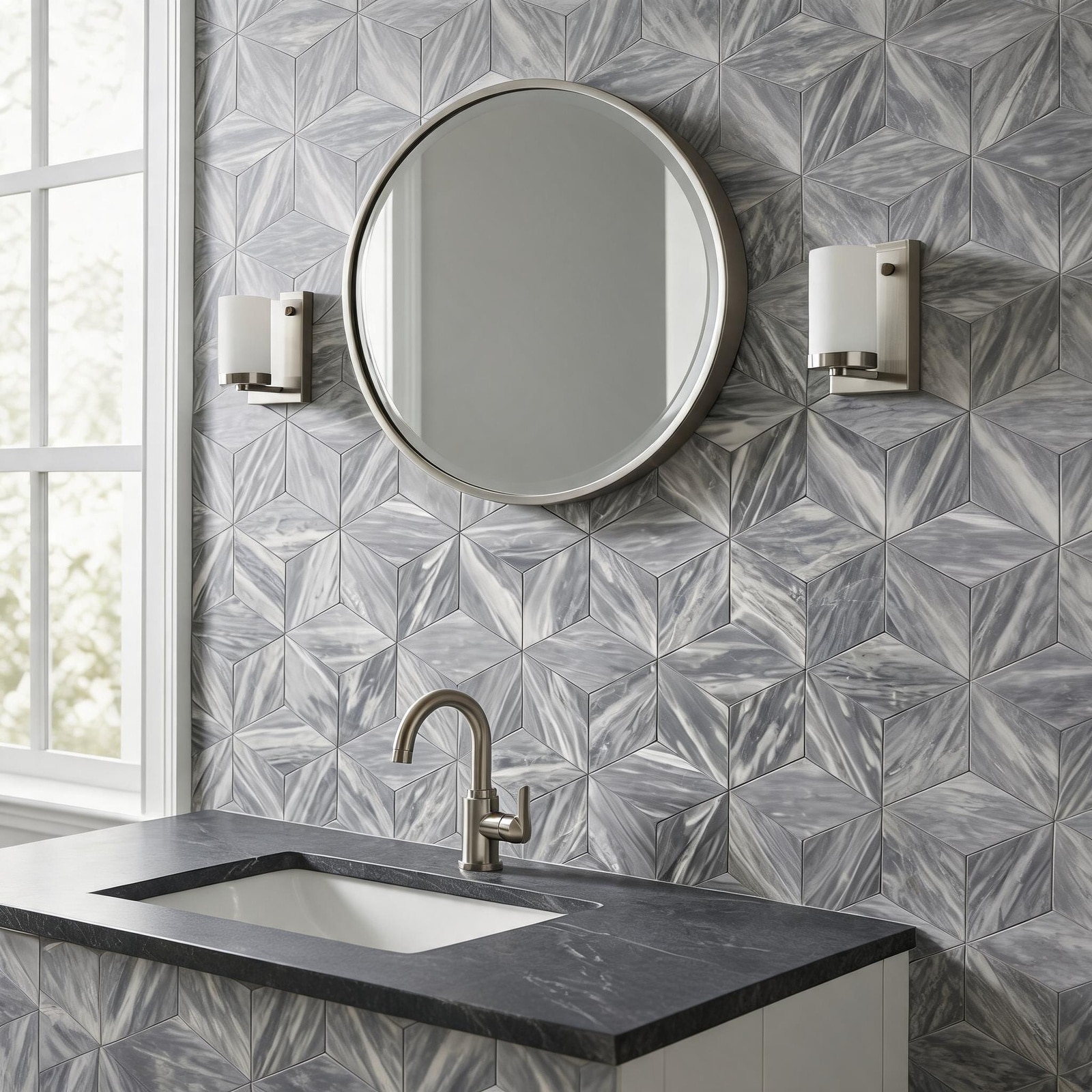 LIVACA 6 inch Natural Gray Honed Carrara Marble Hexagon Wall and Floor Tile with Unique Natural Variation