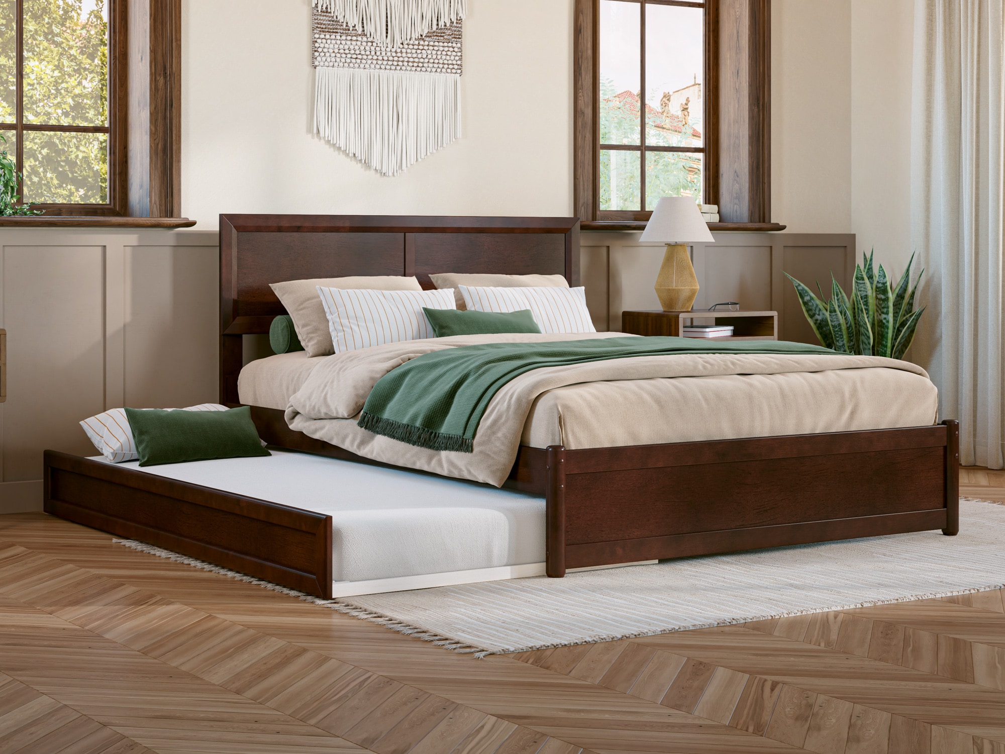 AFI AR8487234 Lylah Walnut Full Wood Trundle Bed