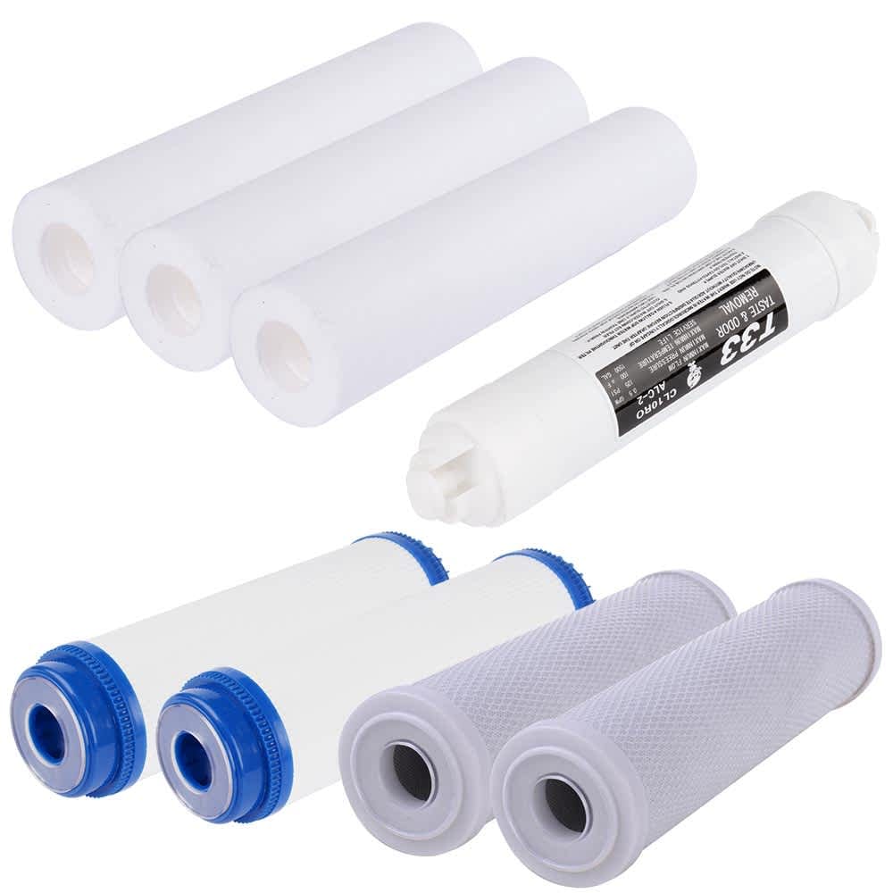 Yescom 06FIL001-3P4C1T-8-LO 8 Pcs Filter Replacement Set for 5-Stage Reverse Osmosis System RO Cartridges
