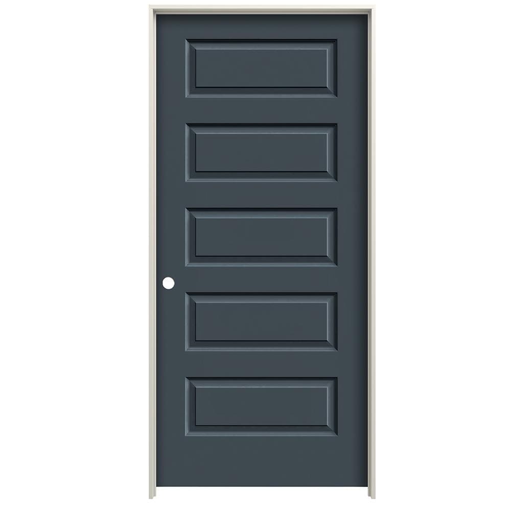 RELIABILT LO1004272 32-in x 80-in Slate Hollow core 5-panel equal Right hand Smooth Prefinished Molded composite Flat Jamb Single Prehung Interior Door