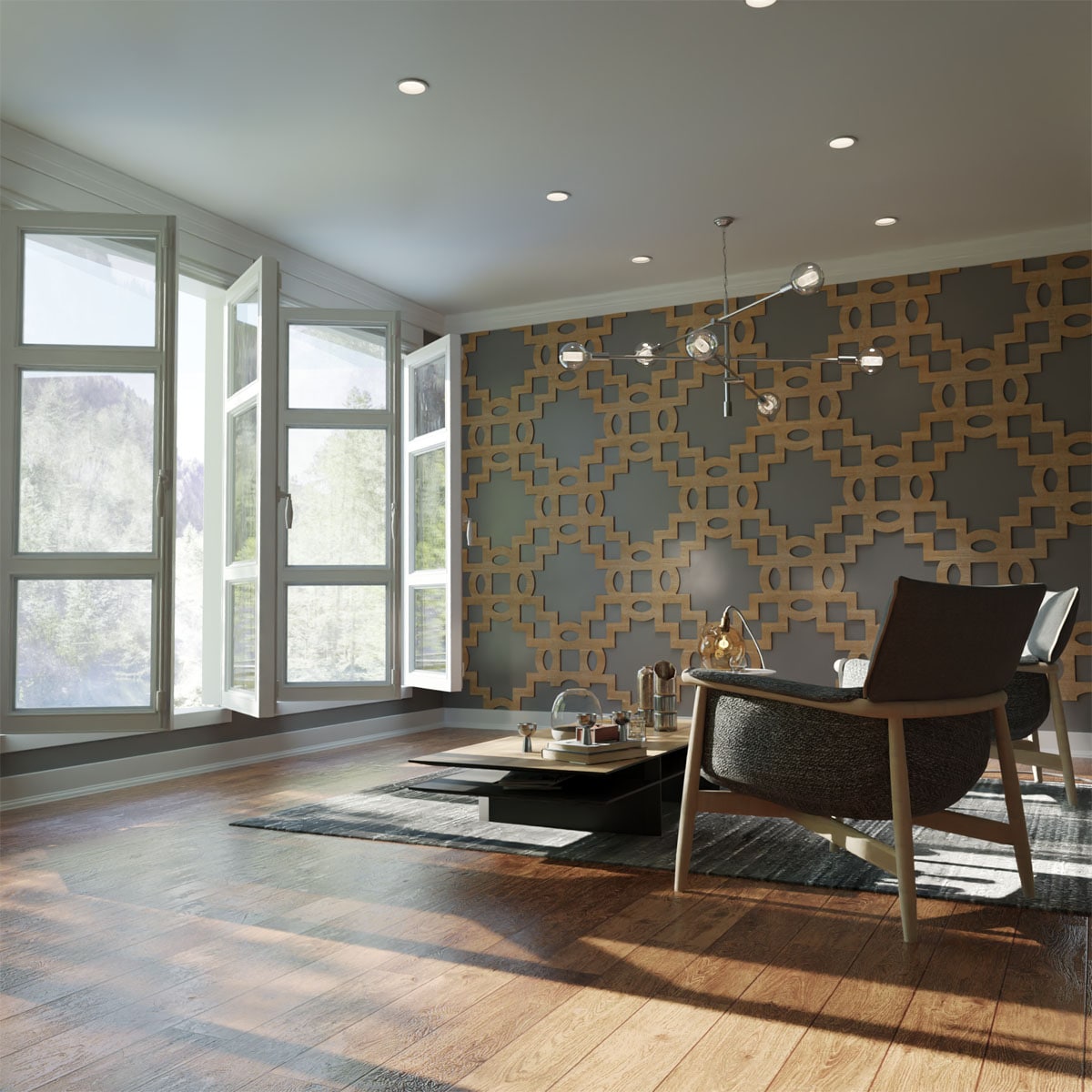 Ekena Millwork WALW24X24X0250CRVAL 35-1/8-in x 23-3/8-in Smooth Paintable/Stainable Wood Fretwork Wall Panel ( 4.75-sq ft )