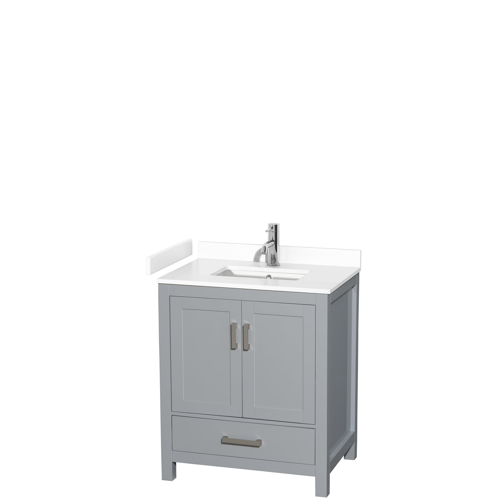 Wyndham Collection WCS141430SGYWCUNSMXX Sheffield 30-in Gray with Brushed Chrome Trim Undermount Single sink Bathroom Vanity with White Cultured Marble Cultured marble Top