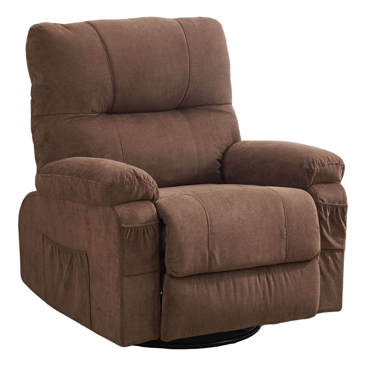 GZMR GZ-W42078 360 Degree Rotating Swing Single Recliner Brown Linen Upholstered Swivel Recliner