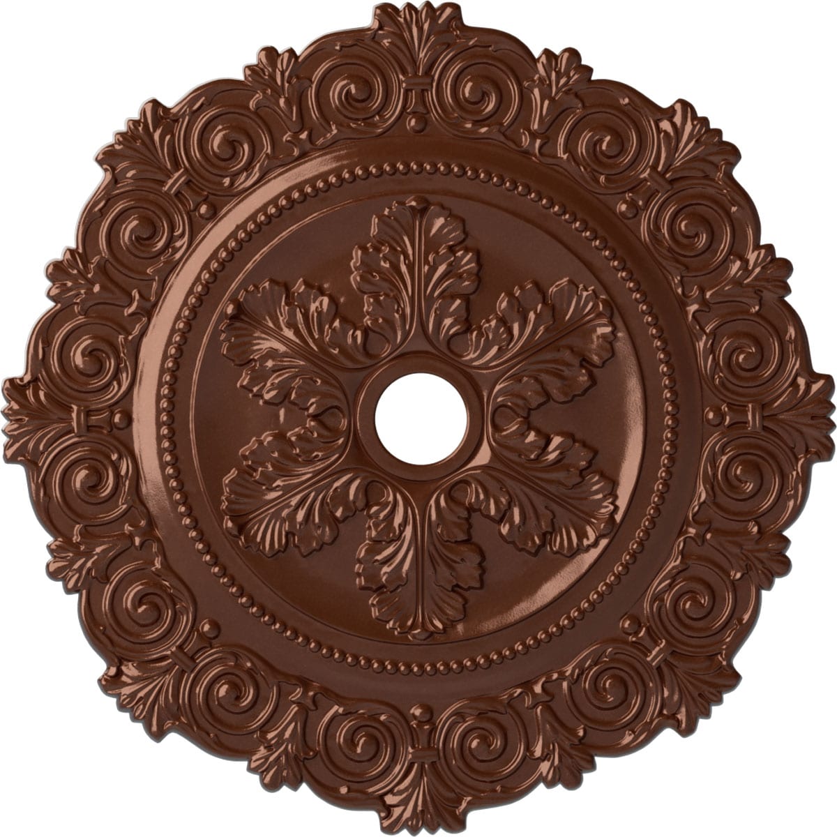 Ekena Millwork CM33SCCPS Scroll 33.25-in W x 33.25-in L Painted Copper Penny Polyurethane Whole Ceiling Medallion