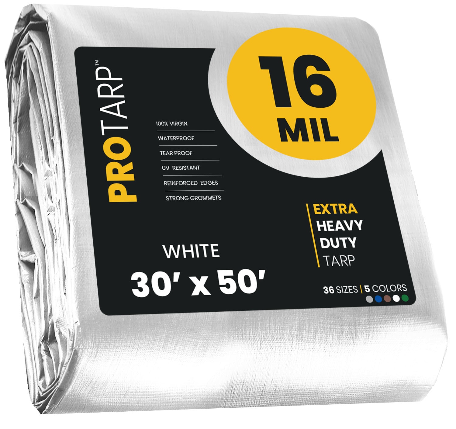PROTARP PT-104-30X50 30-ft x 50-ft White Waterproof Commercial Polyethylene 16-Mils Tarp