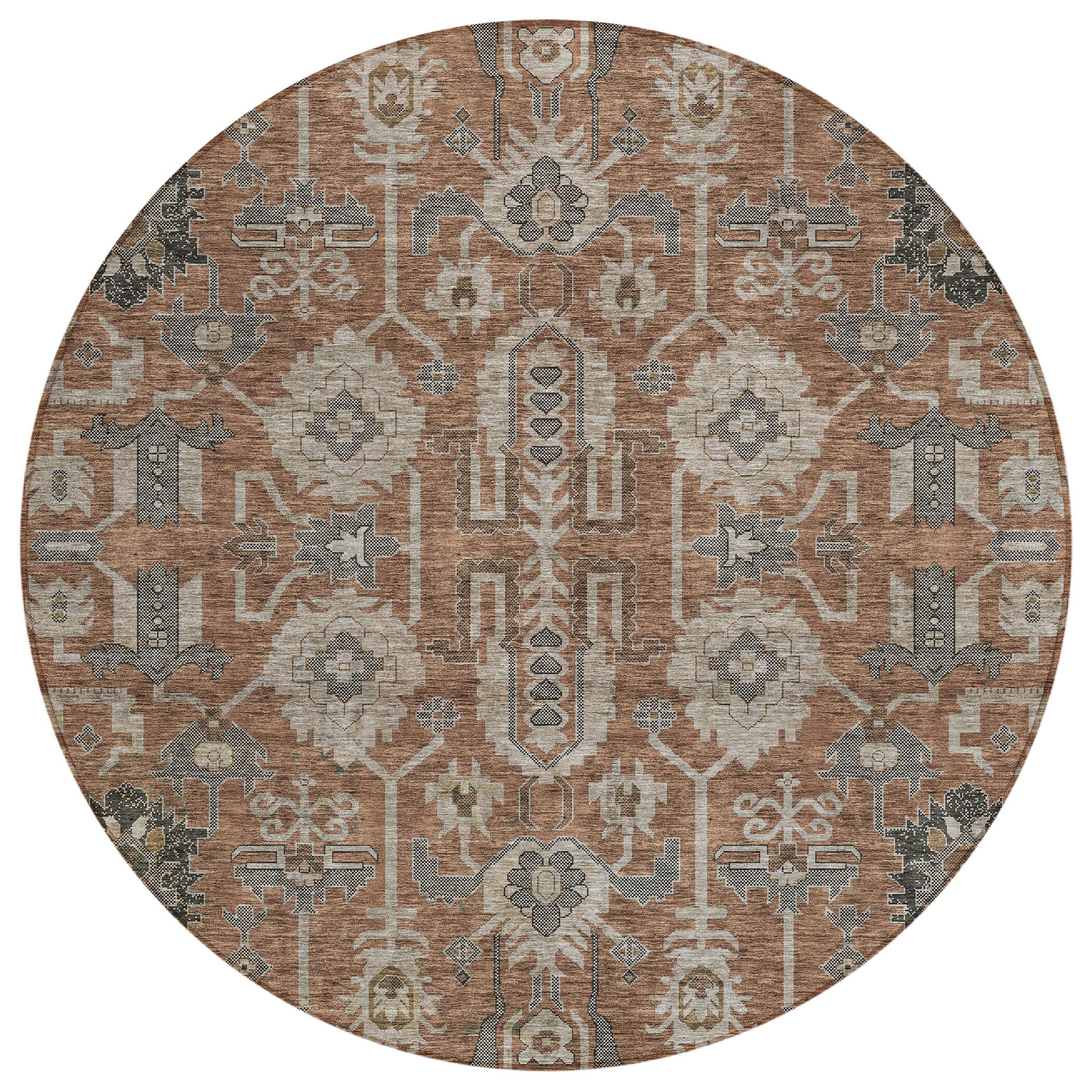 Addison Rugs ACN697PK8RO Chantille ACN697PK 8 x 8 (ft) Polyester Paprika Round Indoor/Outdoor Geometric Machine washable Area rug