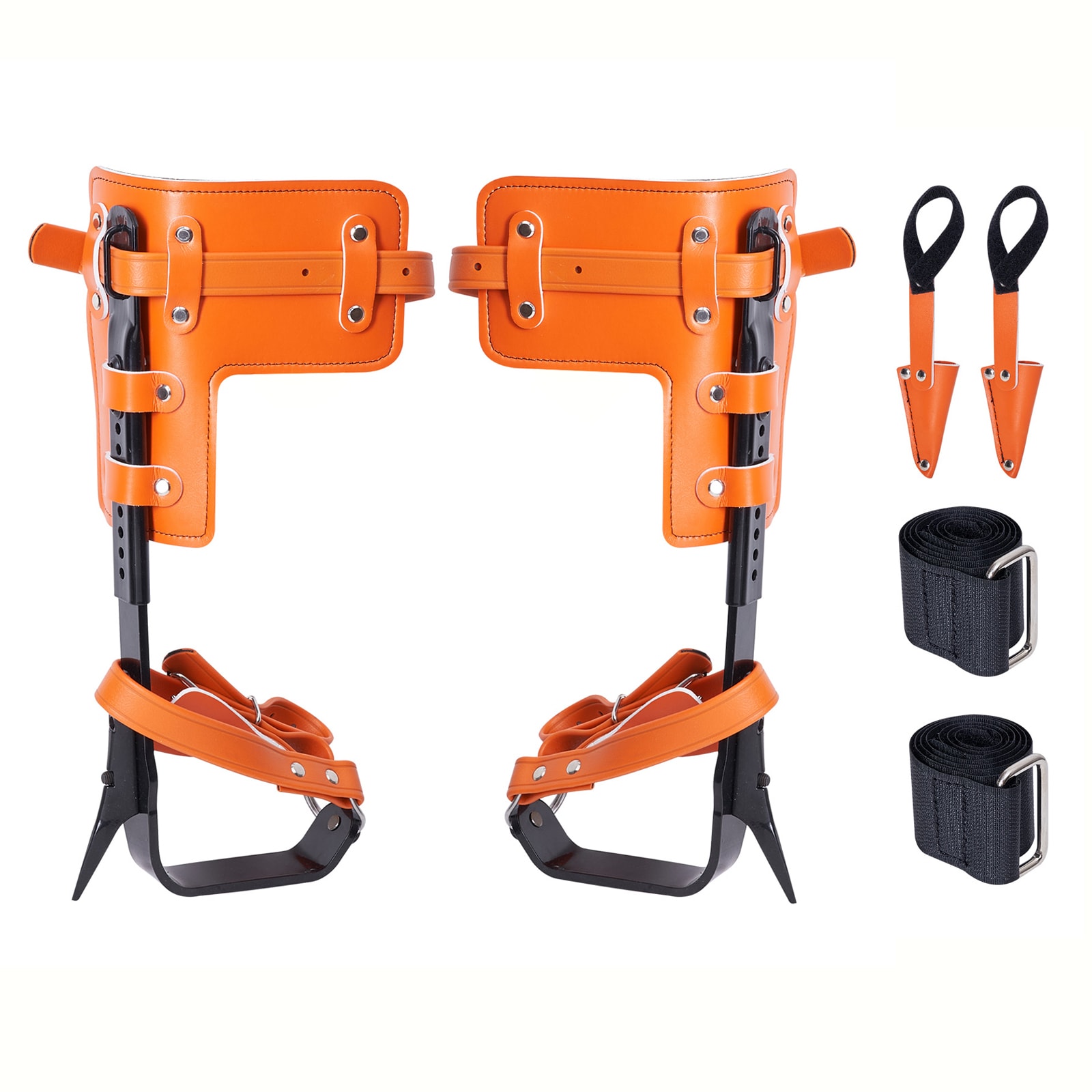 Mecale Tree Climbing Spikes Alloy Steel 350-lb Capacity Arborist Gear with Straps and Spike Orange