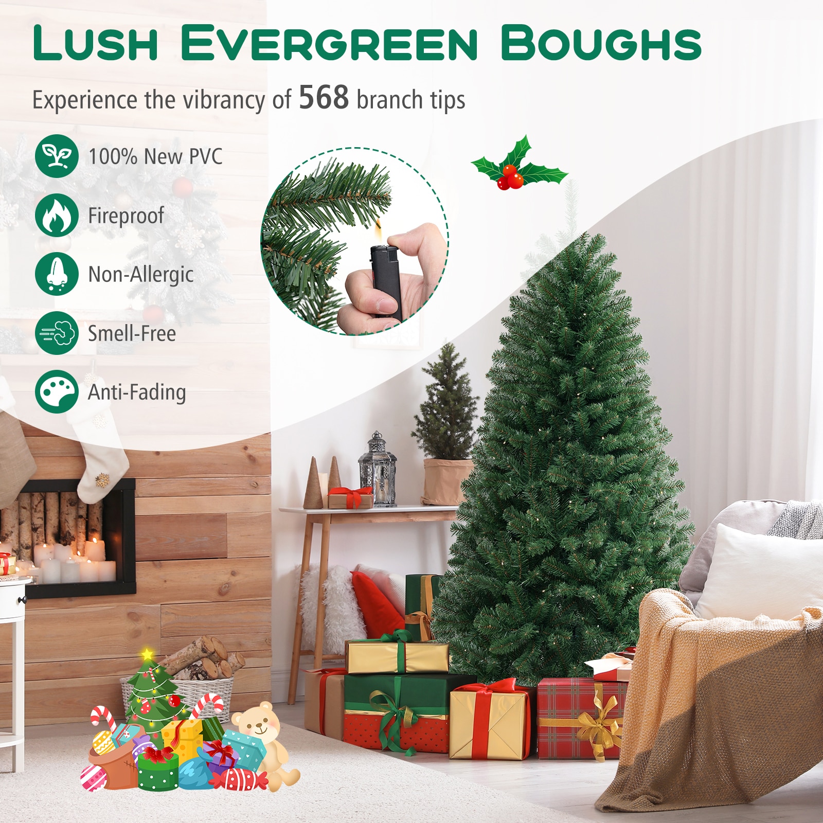 WELLFOR HYG23999US Artificial-Christmas-Trees - View #9