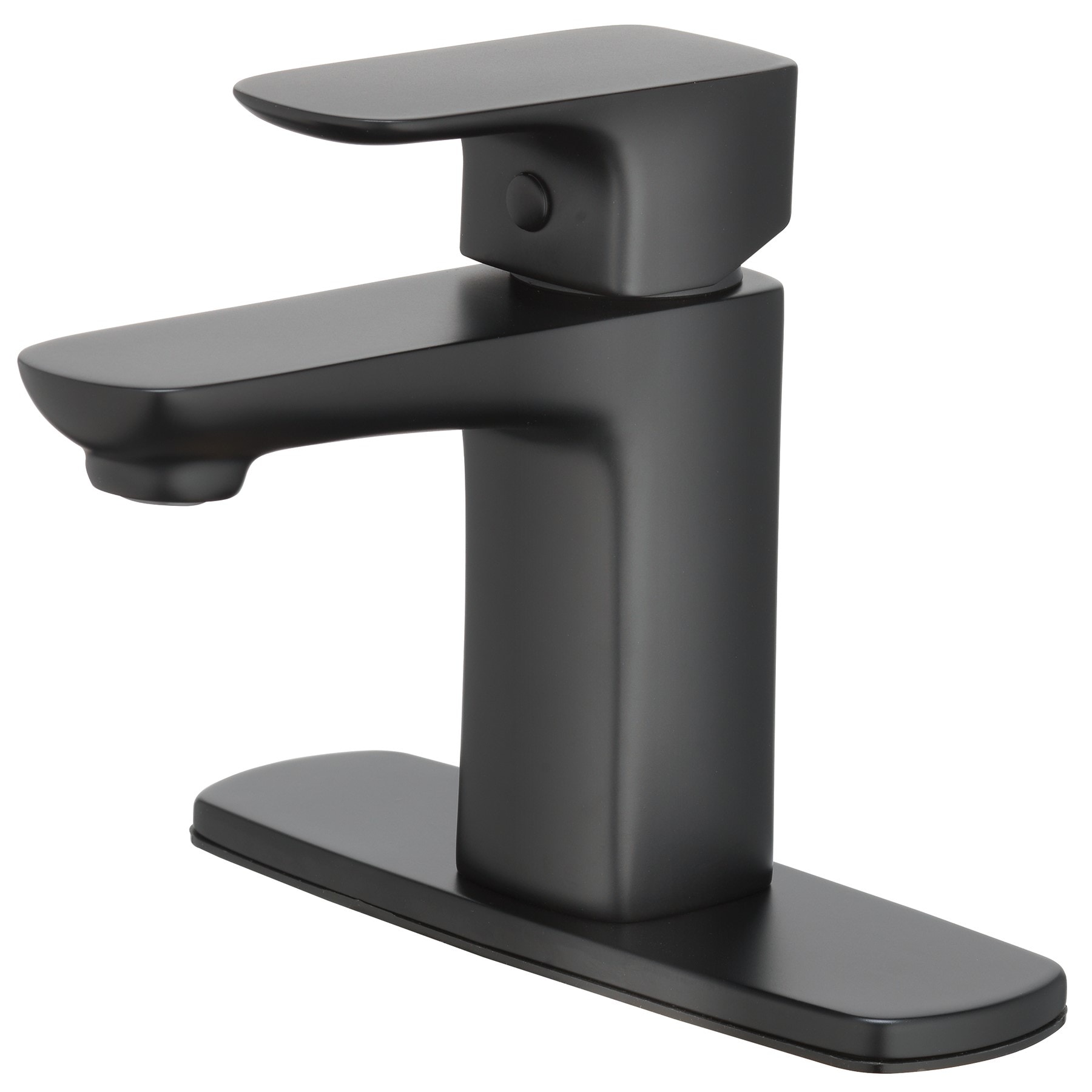 Home2O H08L-412-MB Farrah Matte black 4-in centerset 1-handle WaterSense Mid-arc Commercial/Residential Handle Bathroom Sink Faucet with Drain with Deck Plate