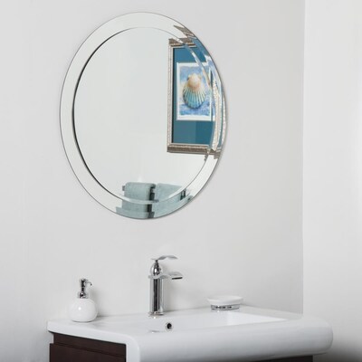 Round Frameless Bathroom Mirror, Silver Round Mirror Bathroom