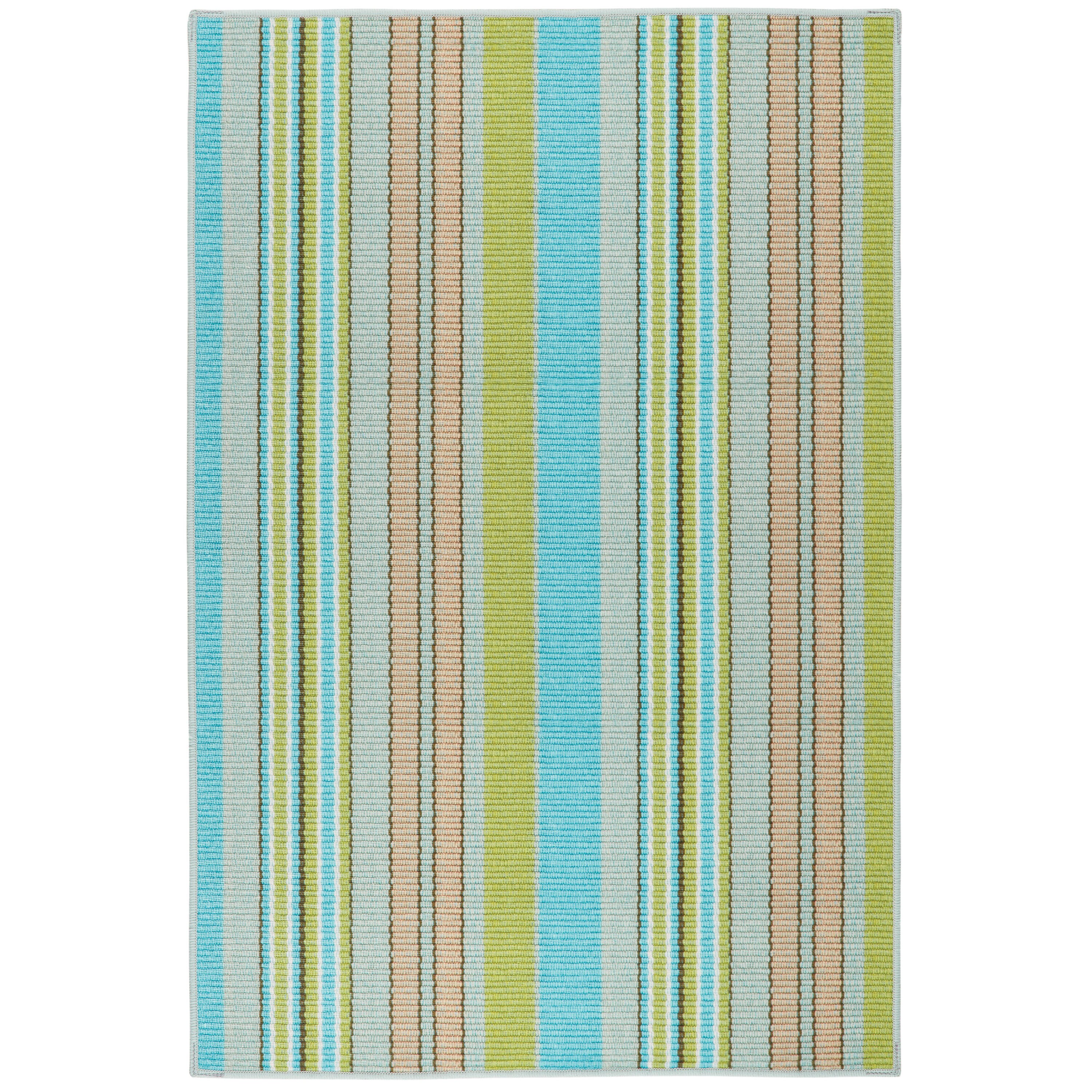 DASH & ALBERT DA2031-58 5 x 8 (ft) Polyester Multi Rectangular Indoor Stripe Farmhouse/Cottage Machine washable Area rug