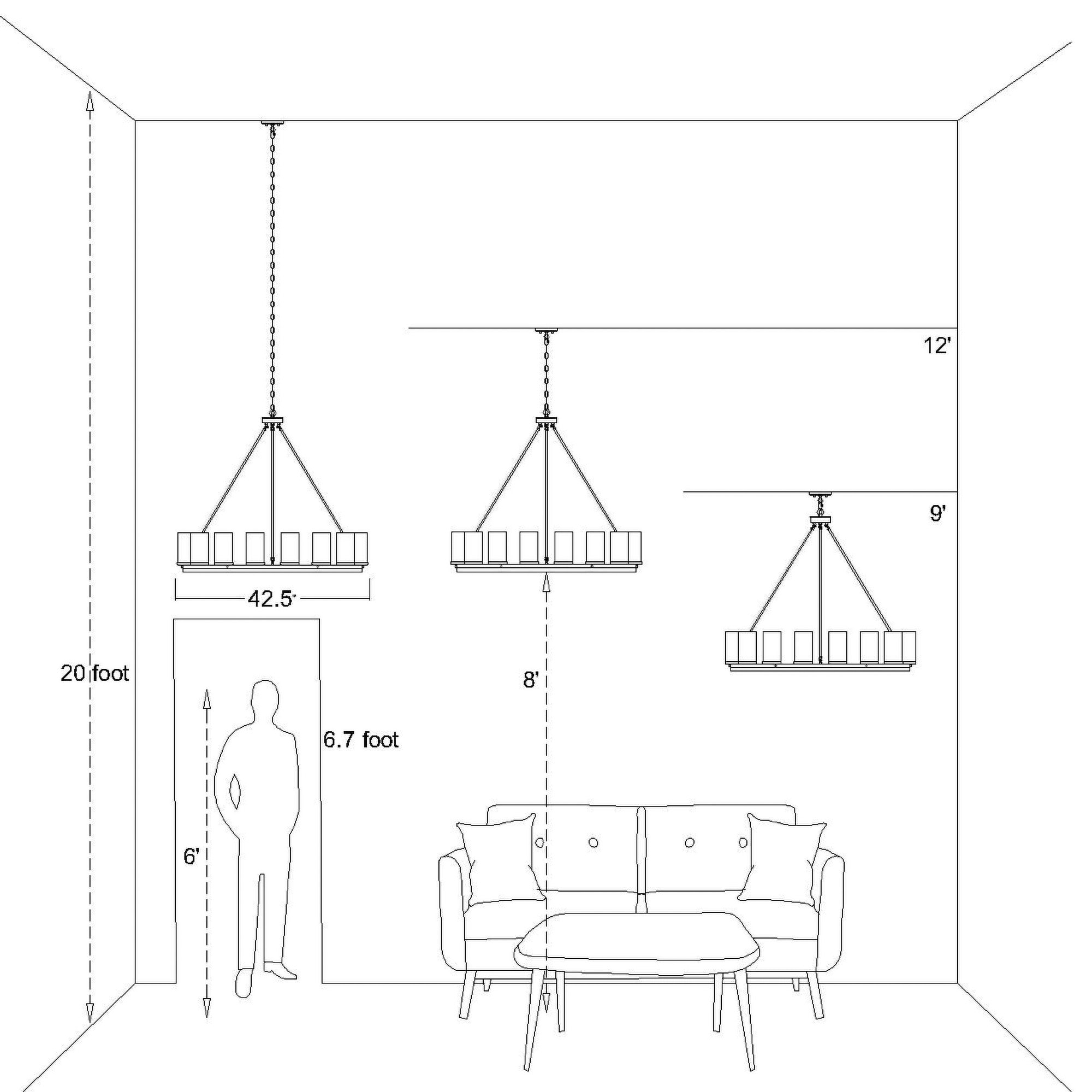 ACROMA Agen 12-Light Weatheredwalnut Farmhouse LED Dry rated Chandelier ...