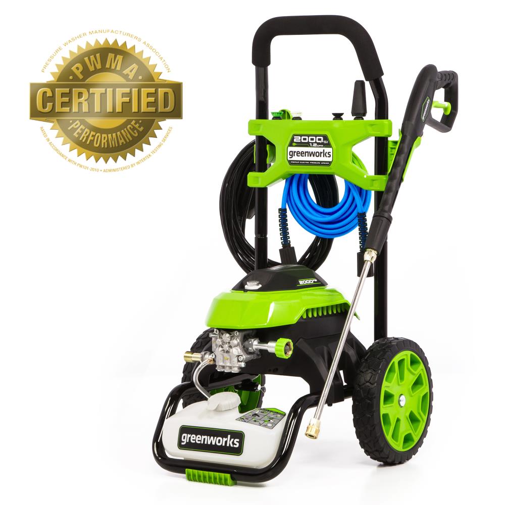 Greenworks 2000 Max PSI @ 1.2 GPM (13 Amp) Electric Pressure Washer GPW2003  + Greenworks Surface Cleaner Universal Pressure Washer Attachment 30012 +