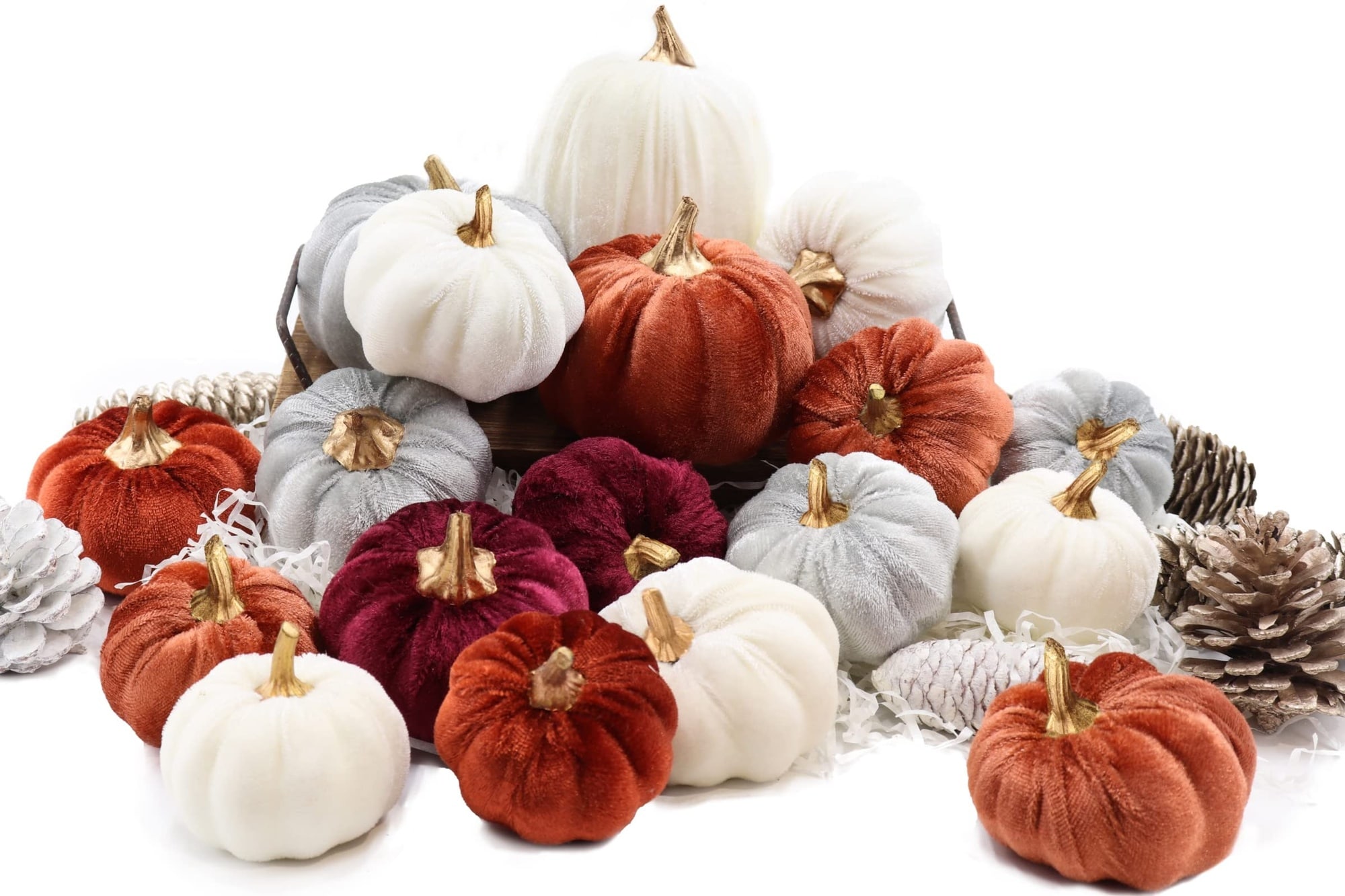 Misopily  18 PCS Velvet Pumpkins for Fall Table Decor Artificial Pumpkins Faux Fake Pumpkin Home Decorations for Autumn Harvest Thanksgiving