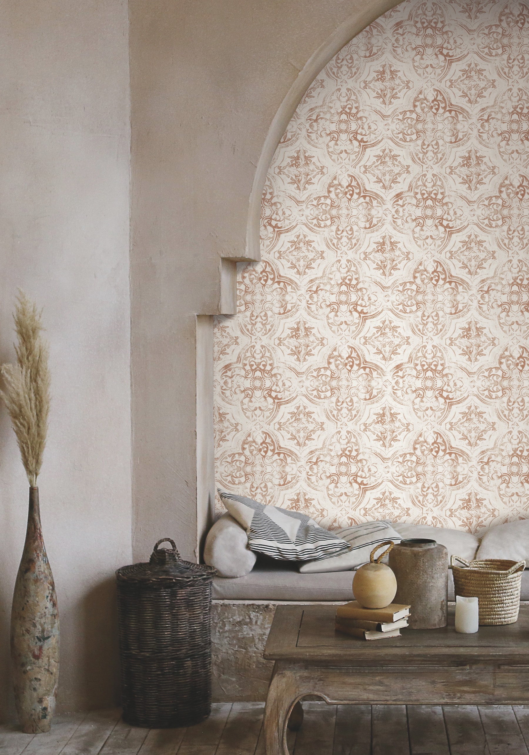 York Wallcoverings MN1892 Mediterranean 56.4-Sq. Feet Tan Non-woven Novelty Prepasted Water Activated Paste Wallpaper