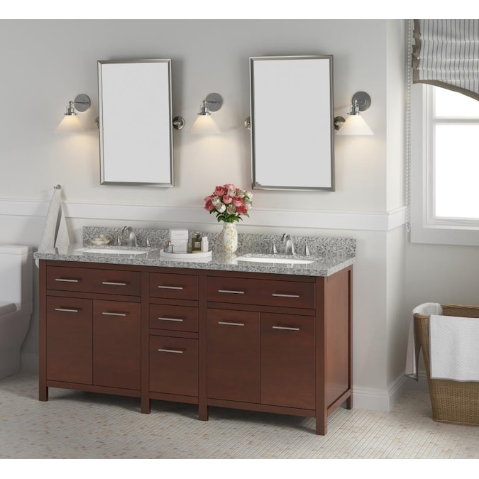 Double Sink Bathroom Vanity, 72 Inch White Vanity With Granite Top