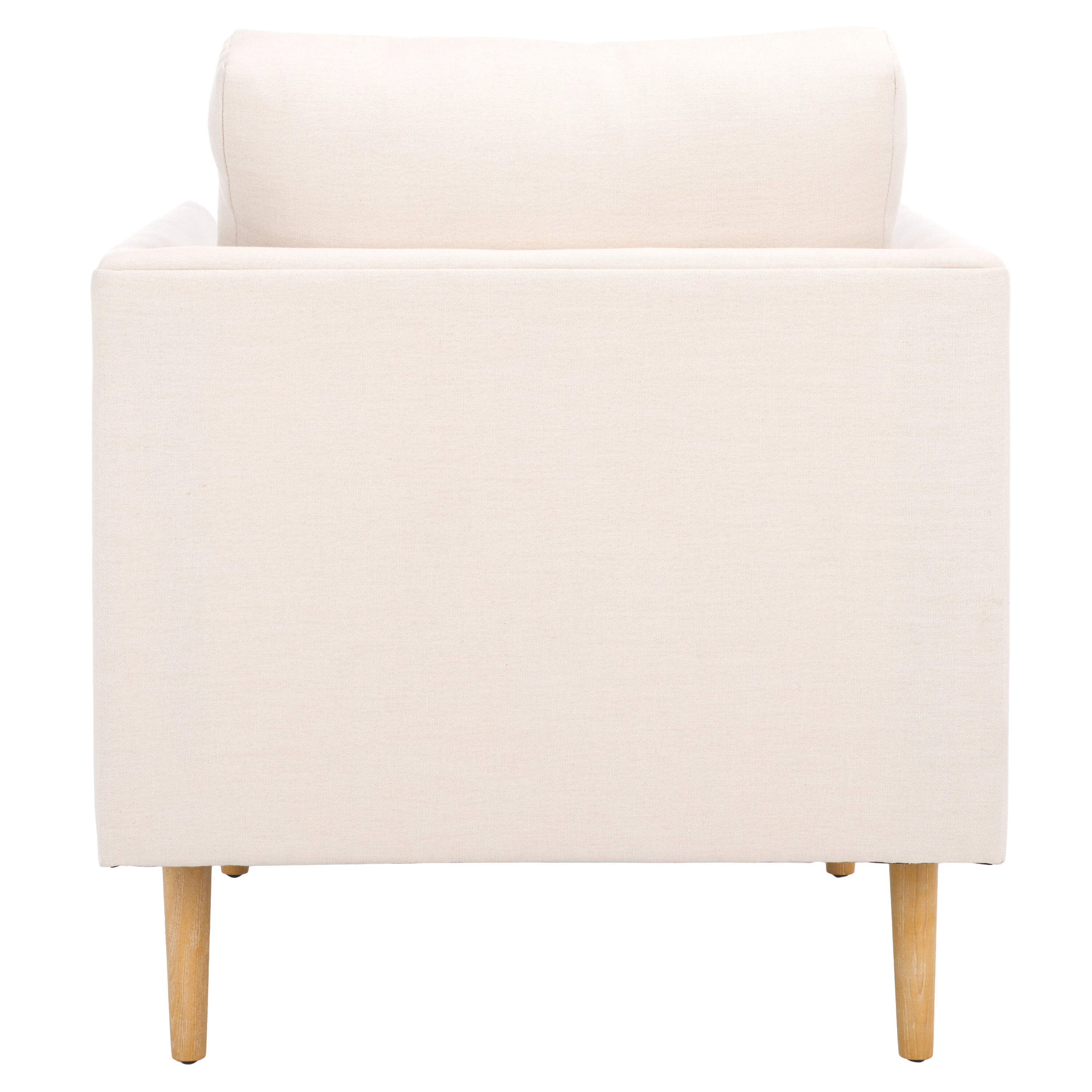 Bone Fabric Accent Chair with White-Washed Wood Legs