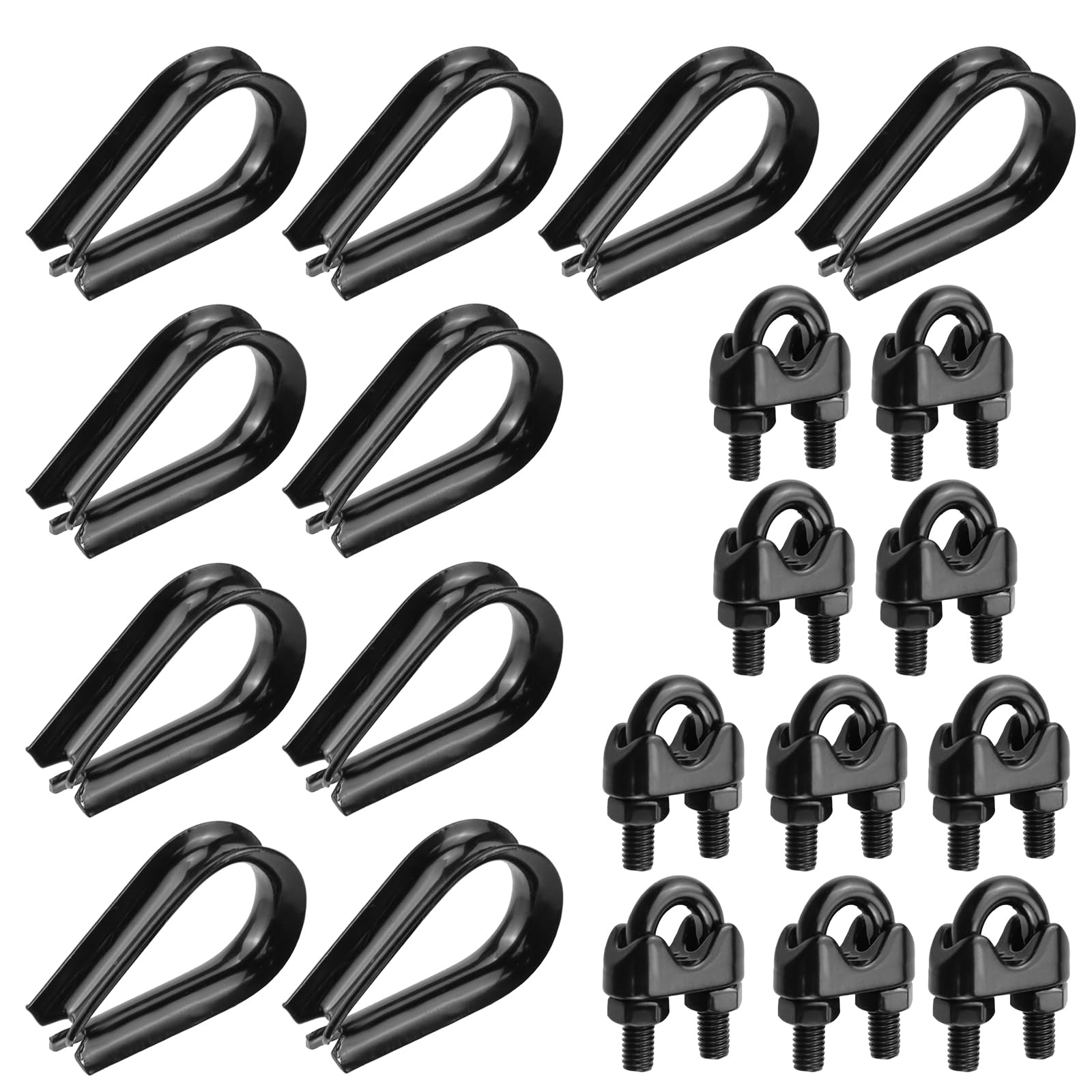 Vrbgify 20-Piece 304 Stainless Steel Wire Rope Clamp and Thimble Set for 3/16-Inch Cable M5 Clamps and Thimbles Indoor Outdoor Rigging #LVG0826V367