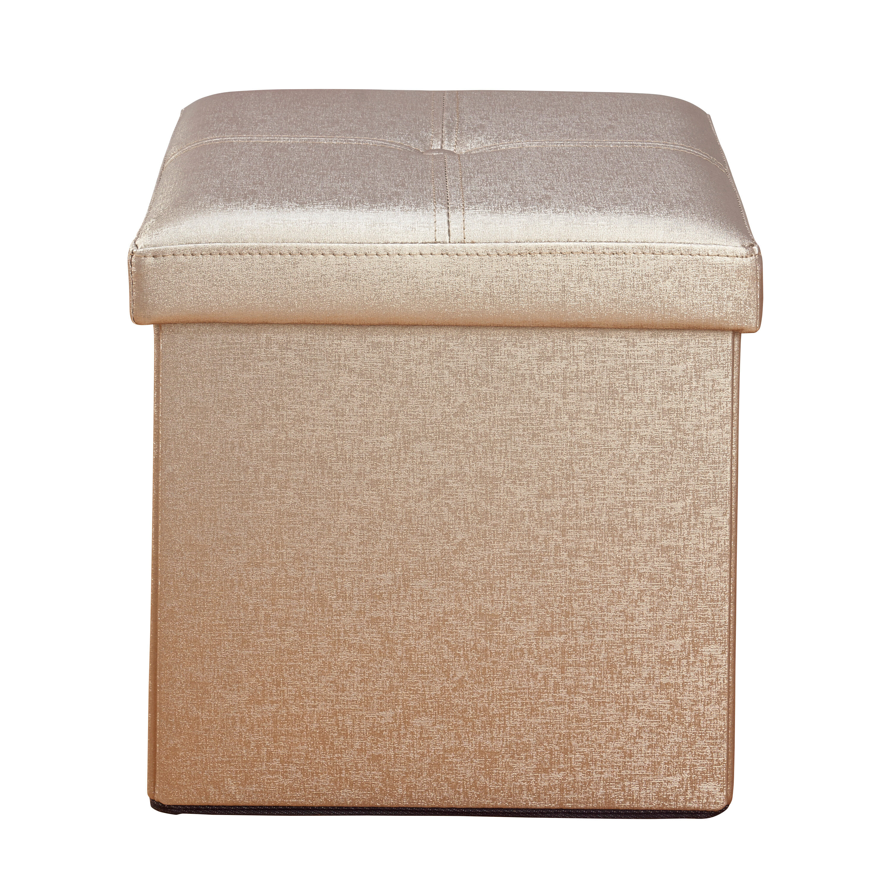 Bronze Faux Leather Folding Storage Ottoman Cube