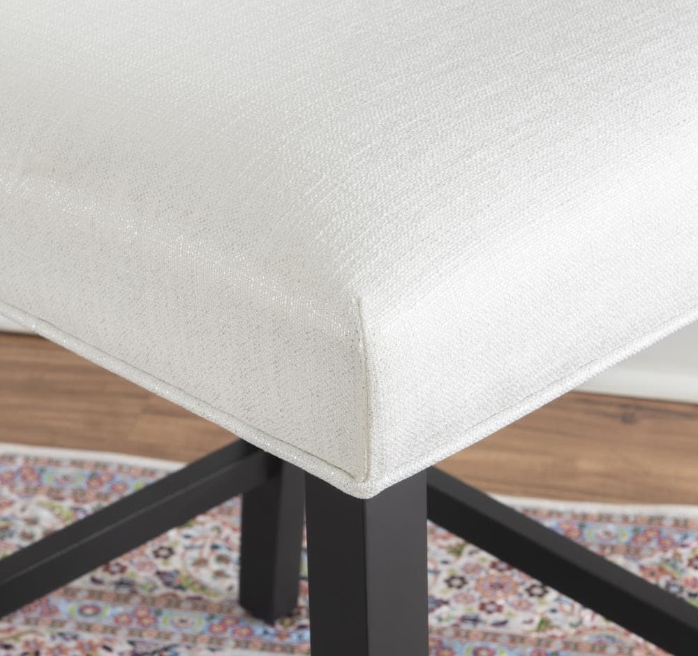 Stewart 24" White Upholstered Counter Stool with Nailhead Trim