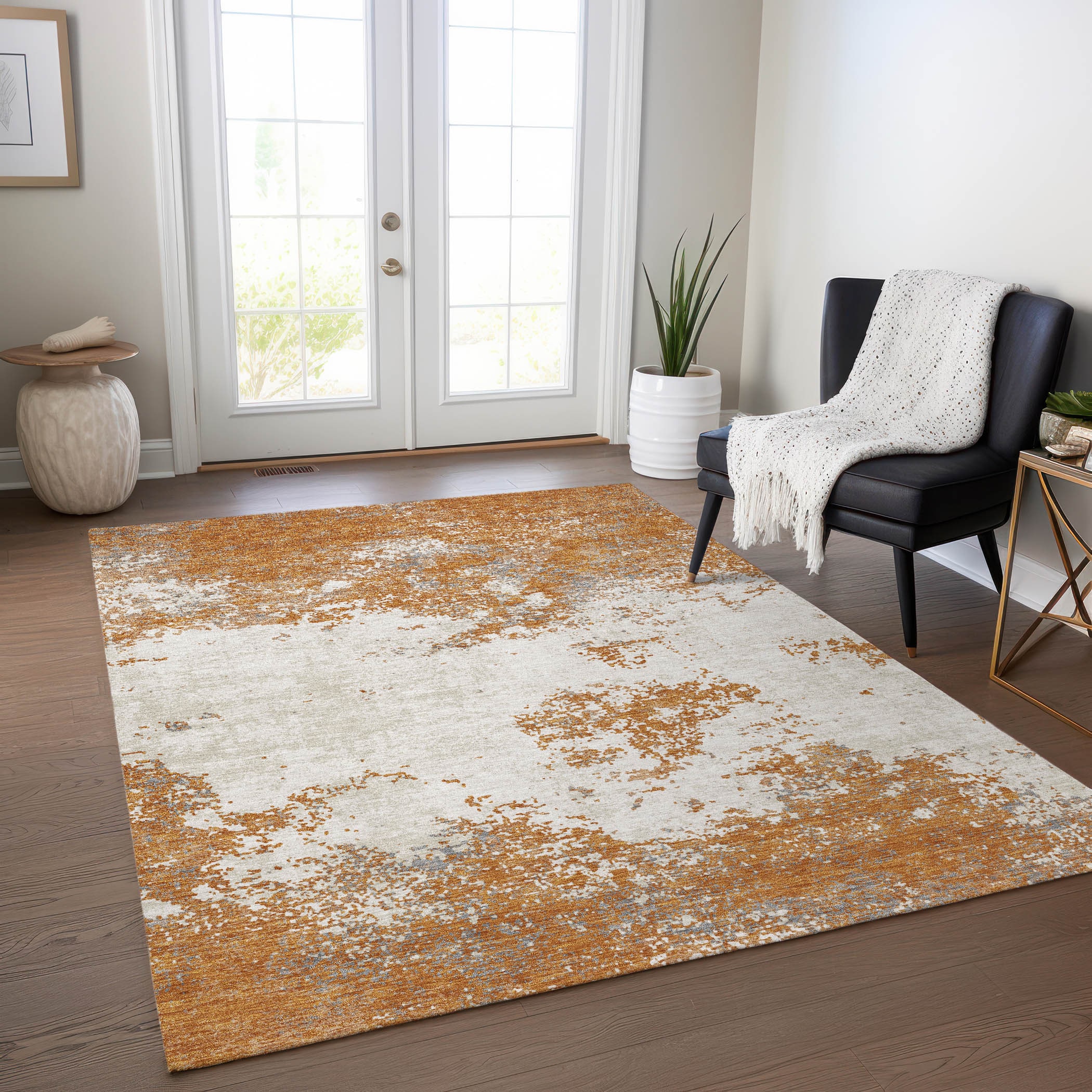 Addison Rugs ACN1027CP5X8 Chantille ACN1027CP 5 x 7 (ft) Polyester Copper Rectangular Indoor/Outdoor Geometric Machine washable Area rug