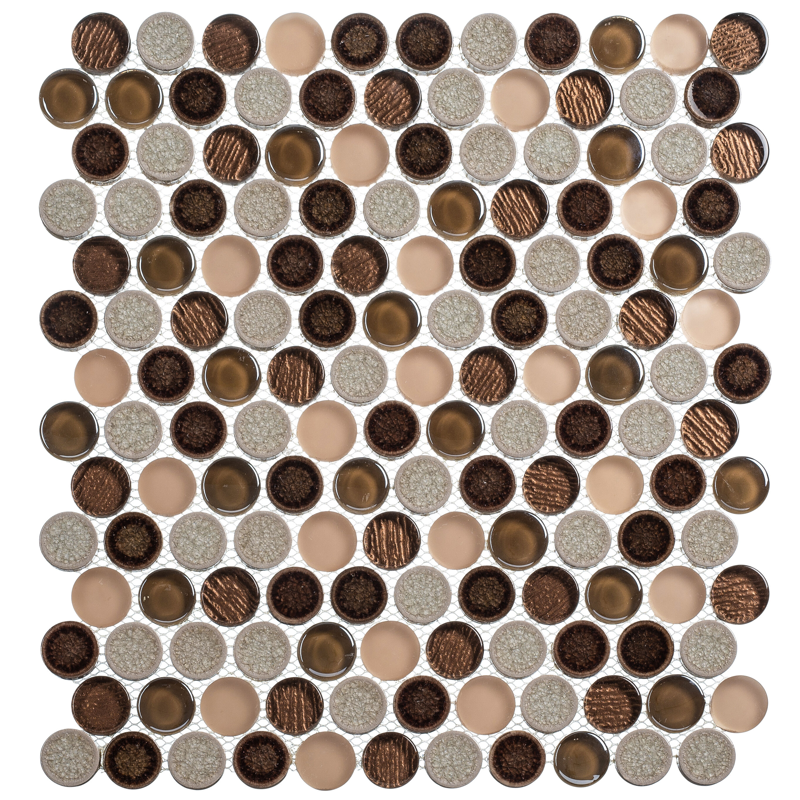 Andova Tiles SAM-ANDPOL214 Sample- Wasper 6-in x 6-in Polished Glass Patterned Penny Floor and Wall Tile