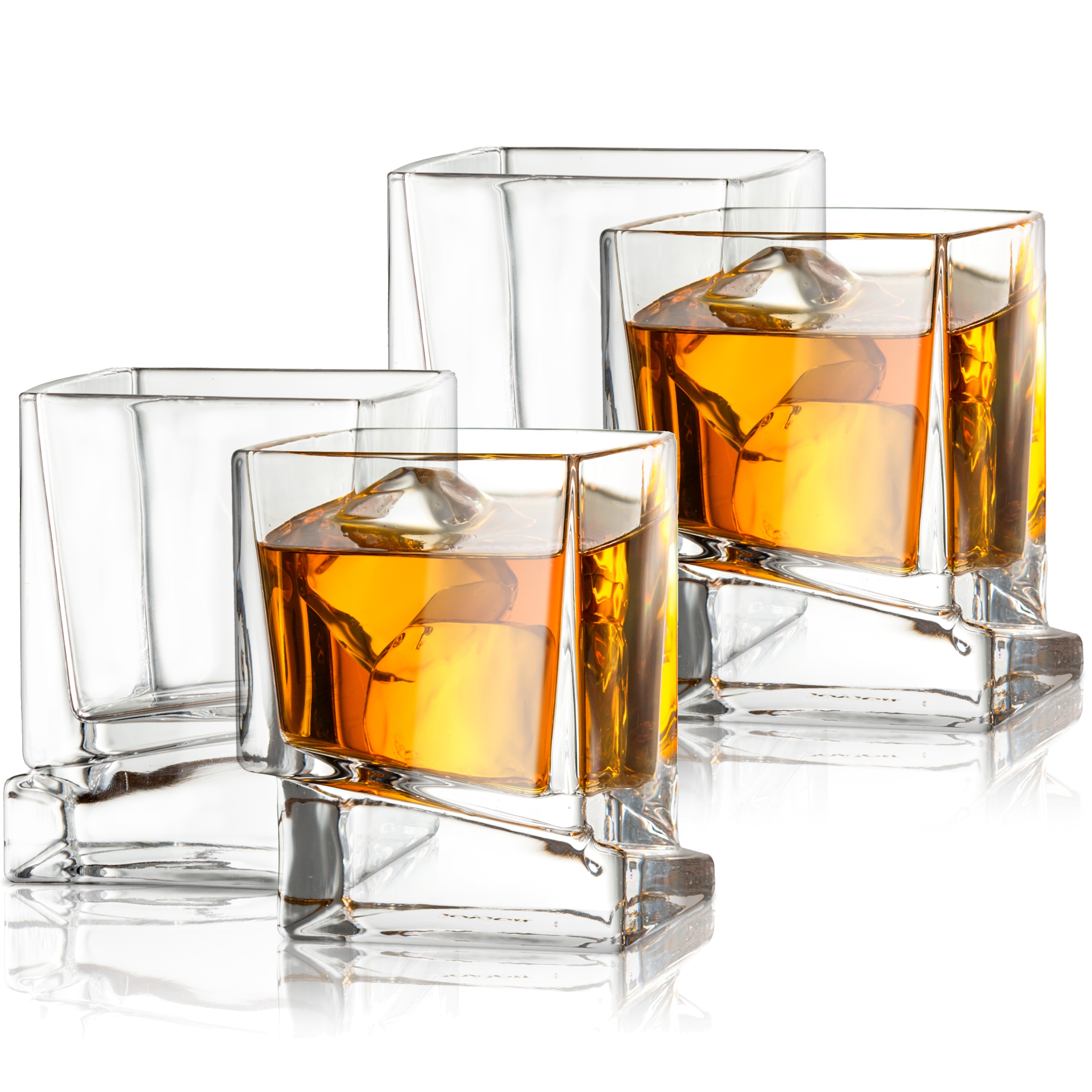 JoyJolt Carre Set of 4 Square Whiskey Glasses