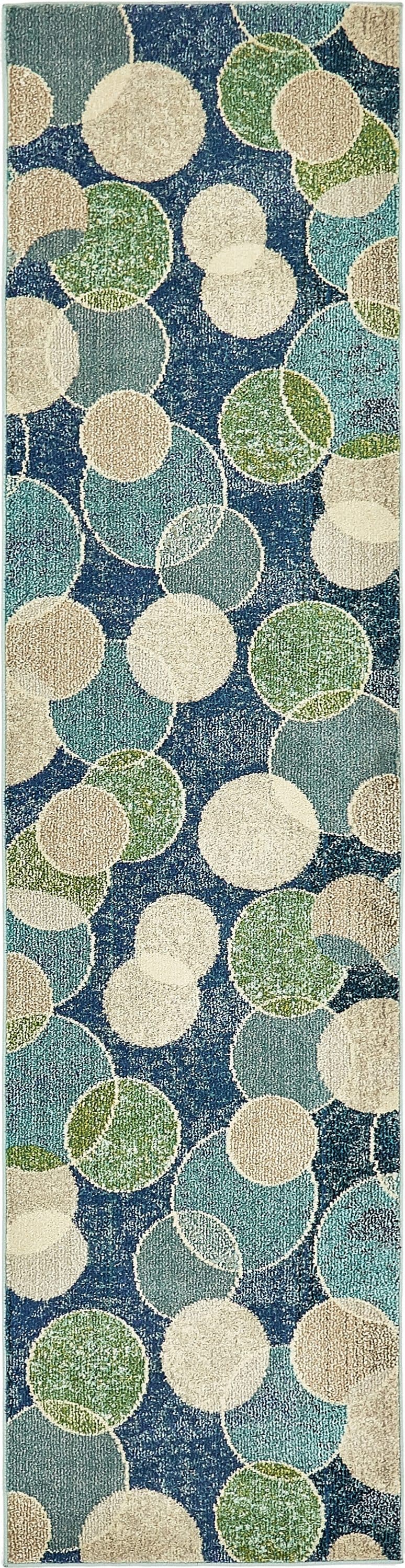 Unique Loom 3139836 Seaside Chromatic 3 x 10 (ft) Loomed Polypropylene Navy Blue/Beige Rectangular Indoor Geometric Coastal Runner rug