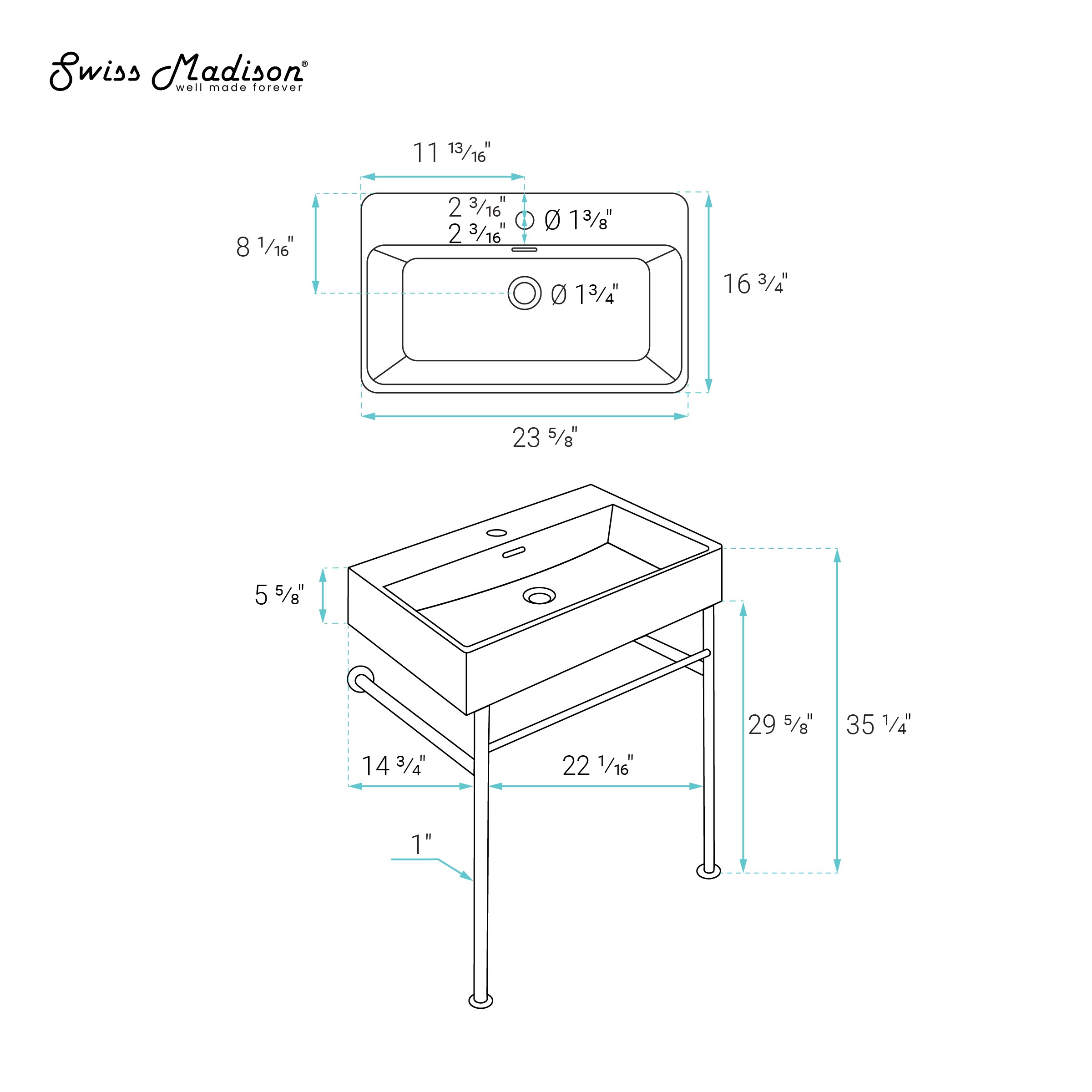 Swiss Madison SM-25-CSREI07BK Console-Sinks - View #7