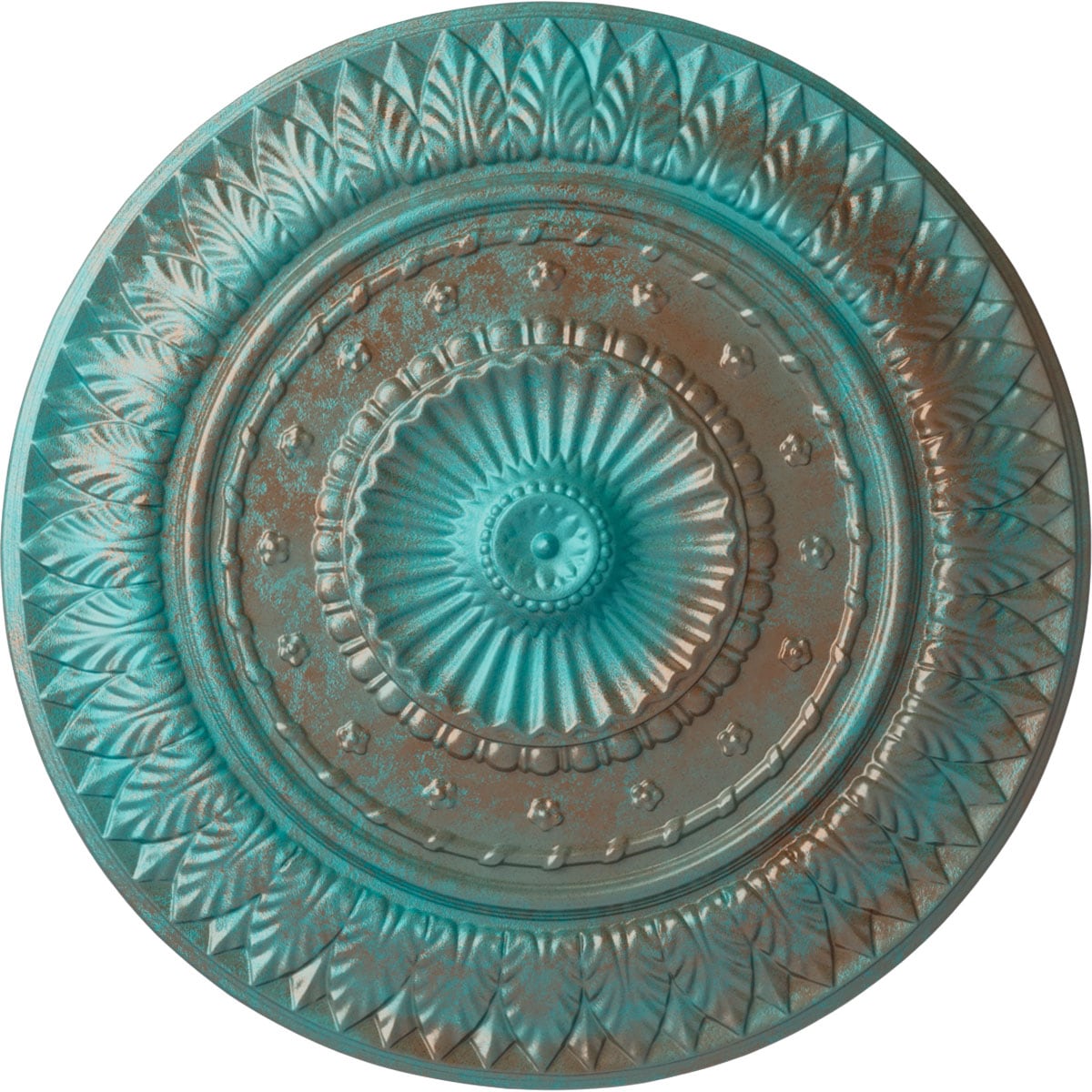 Ekena Millwork CM26CSCGS Christopher 26.625-in W x 26.625-in L Painted Copper Green Patina Polyurethane Whole Ceiling Medallion