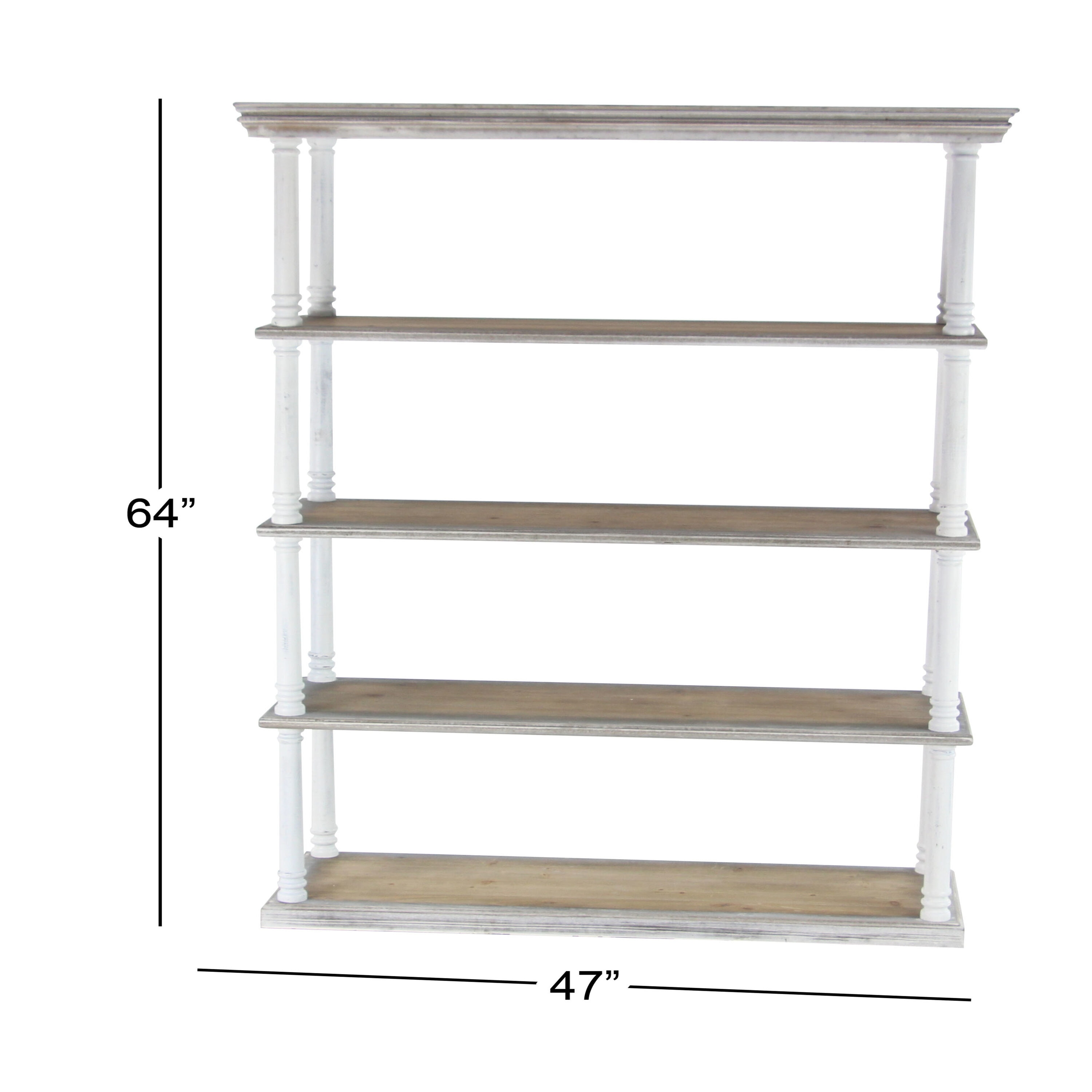Rustic White and Brown Wood 5-Tier Shelving Unit